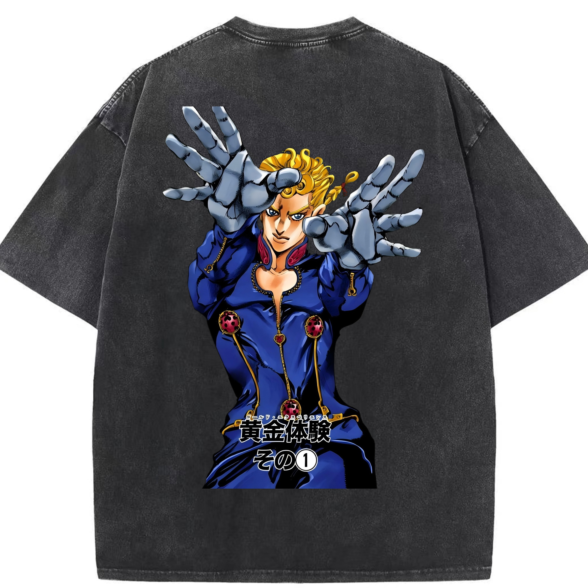 （画像用） ジョジョの奇妙な冒険 ジョルノ?ジョバァーナ JoJo's Bizarre Adventure Giorno Giovanna 綿100% ヴィンテージ風 半袖Tシャツ（背面プリント）