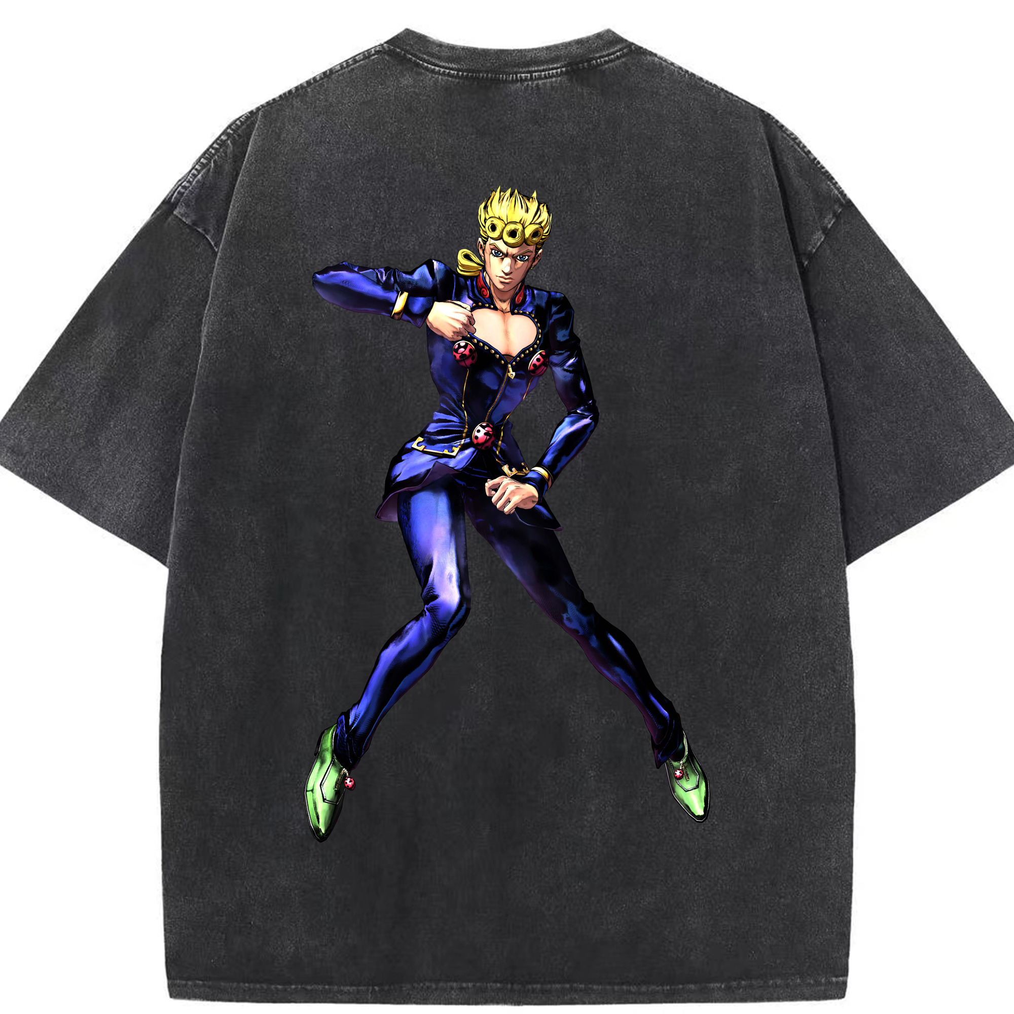 （画像用） ジョジョの奇妙な冒険 ジョルノ?ジョバァーナ JoJo's Bizarre Adventure Giorno Giovanna 綿100% ヴィンテージ風 半袖Tシャツ（背面プリント）