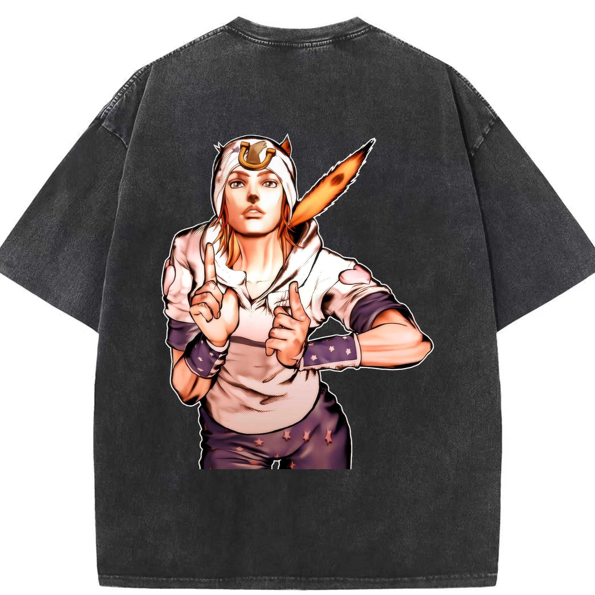 （画像用） ジョジョの奇妙な冒険 ジョナサン?ジョースター JoJo's Bizarre Adventure Jonathan Joestar 綿100% ヴィンテージ風 半袖Tシャツ（背面プリント）