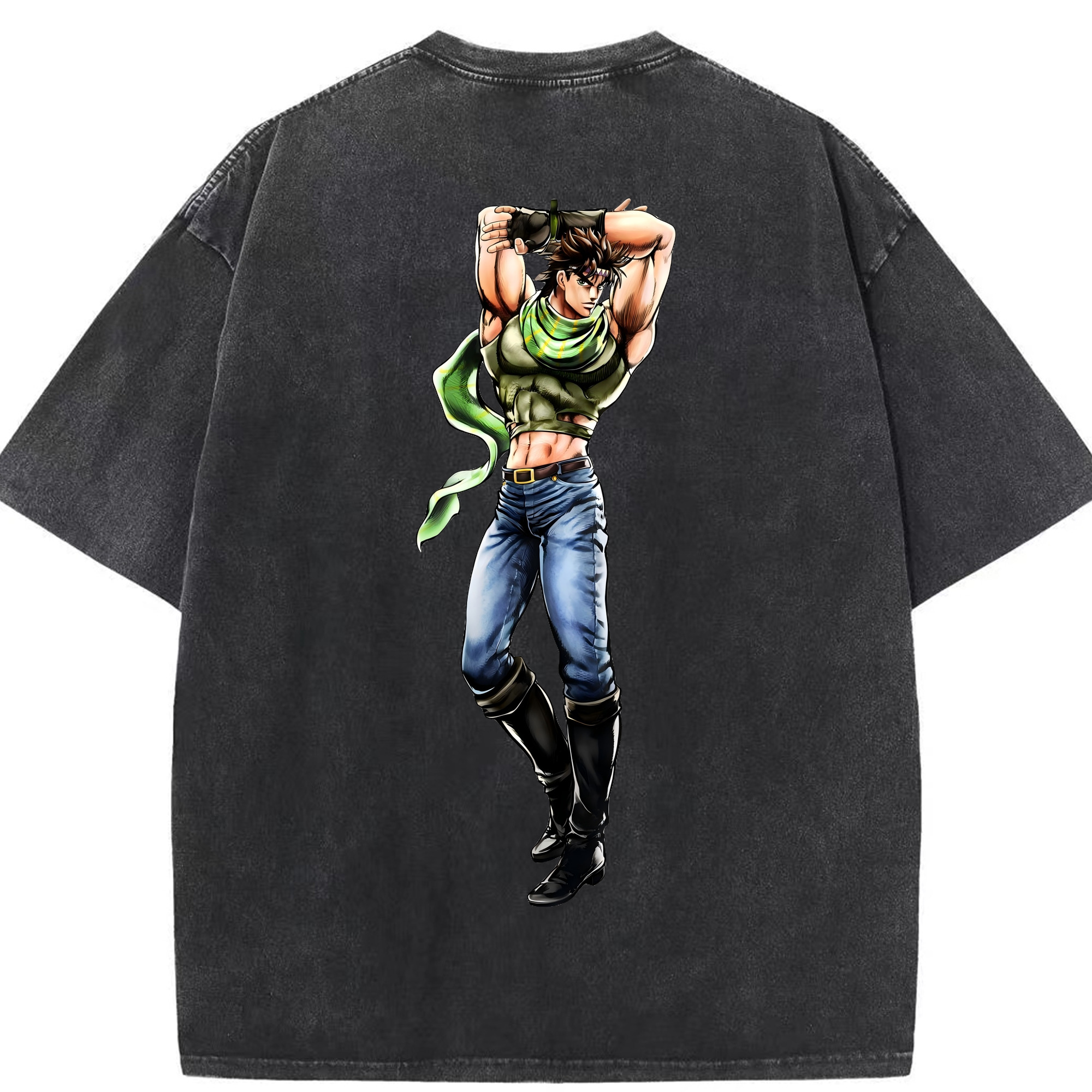 （画像用） ジョジョの奇妙な冒険 ジョセフ?ジョースター JoJo's Bizarre Adventure Joseph Joestar 綿100% ヴィンテージ風 半袖Tシャツ（背面プリント）