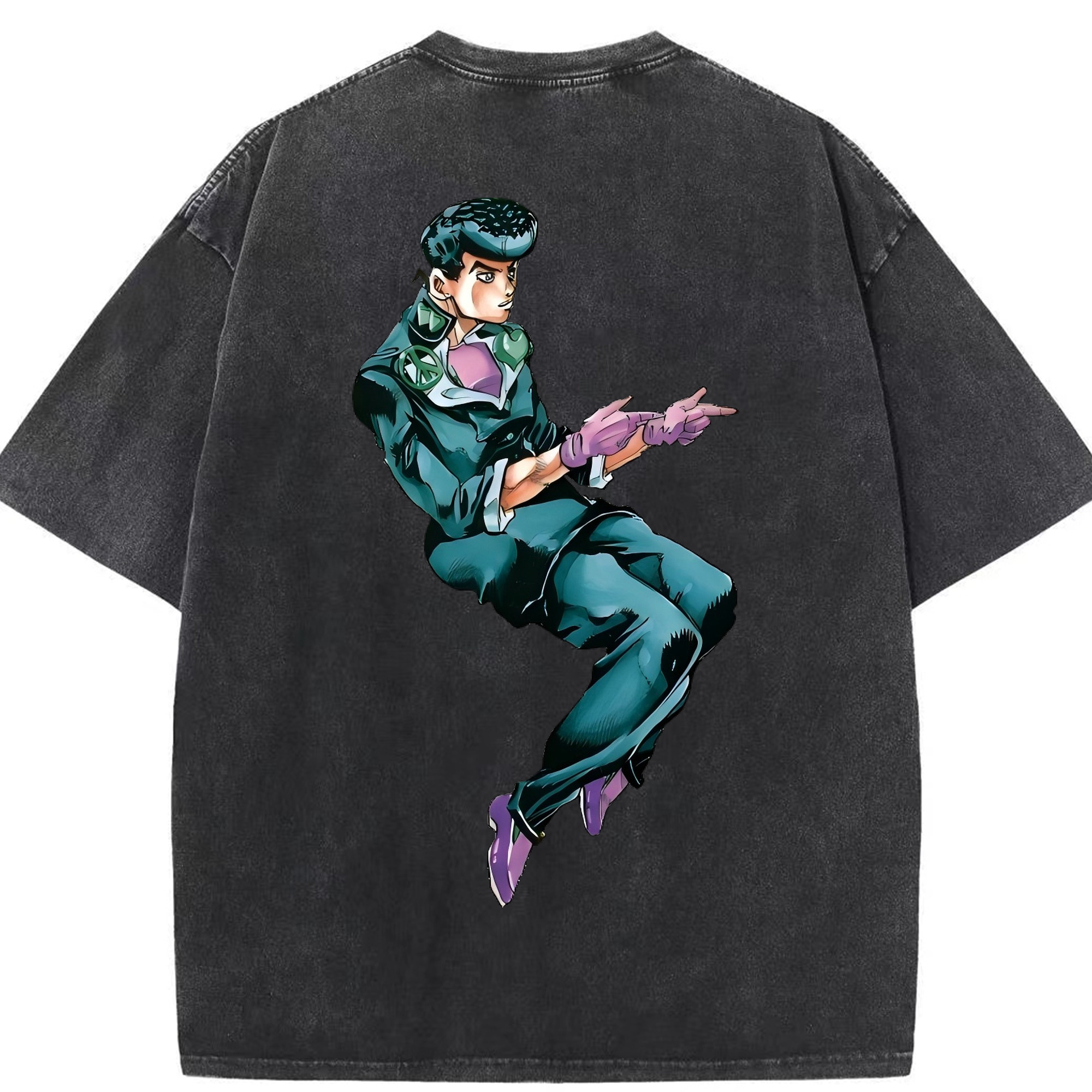 （画像用） ジョジョの奇妙な冒険 ひがしかた じょうすけ JoJo's Bizarre Adventure Higashikata Josuke 綿100% ヴィンテージ風 半袖Tシャツ（背面プリント）