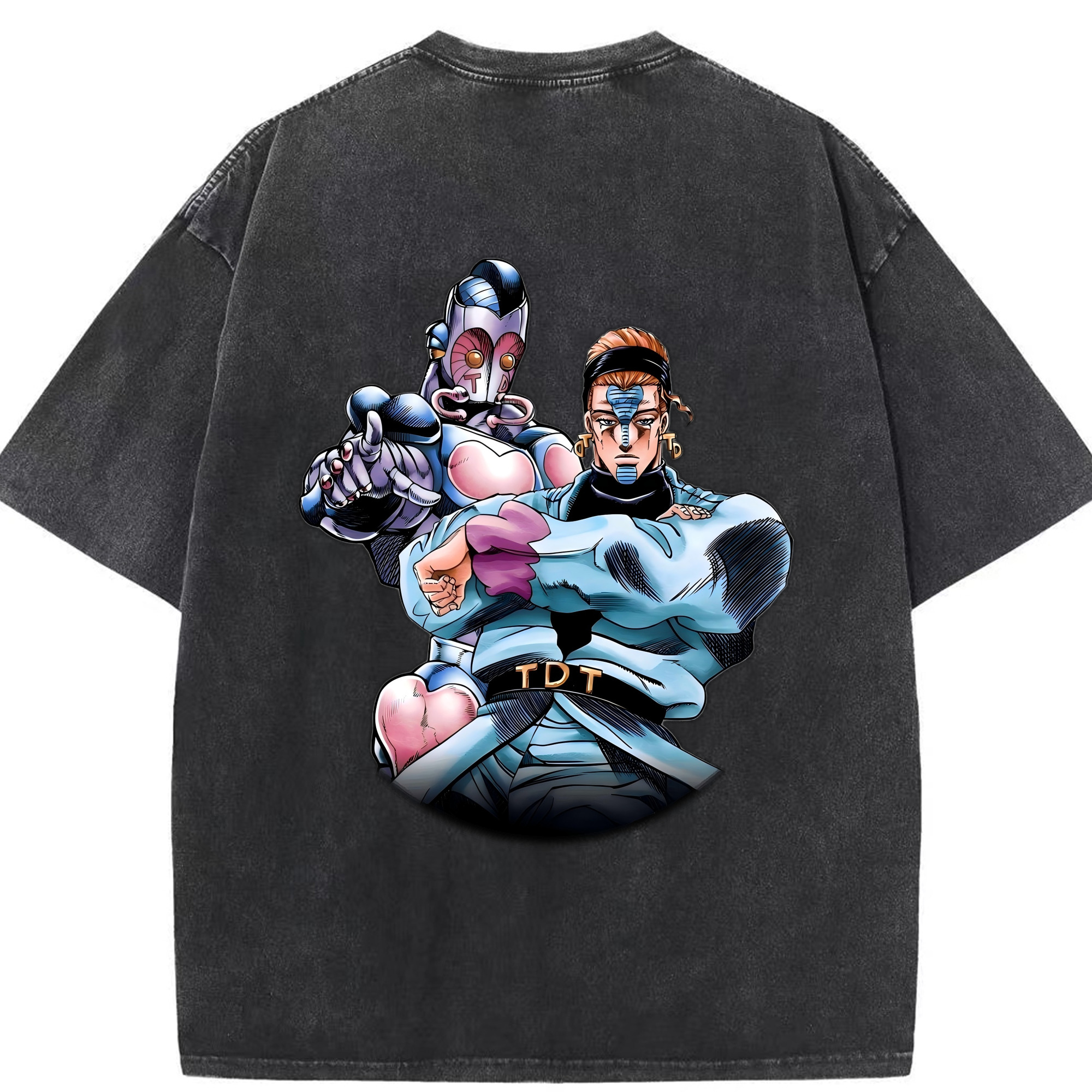 （画像用） ジョジョの奇妙な冒険 ひがしかた じょうすけ JoJo's Bizarre Adventure Higashikata Josuke 綿100% ヴィンテージ風 半袖Tシャツ（背面プリント）