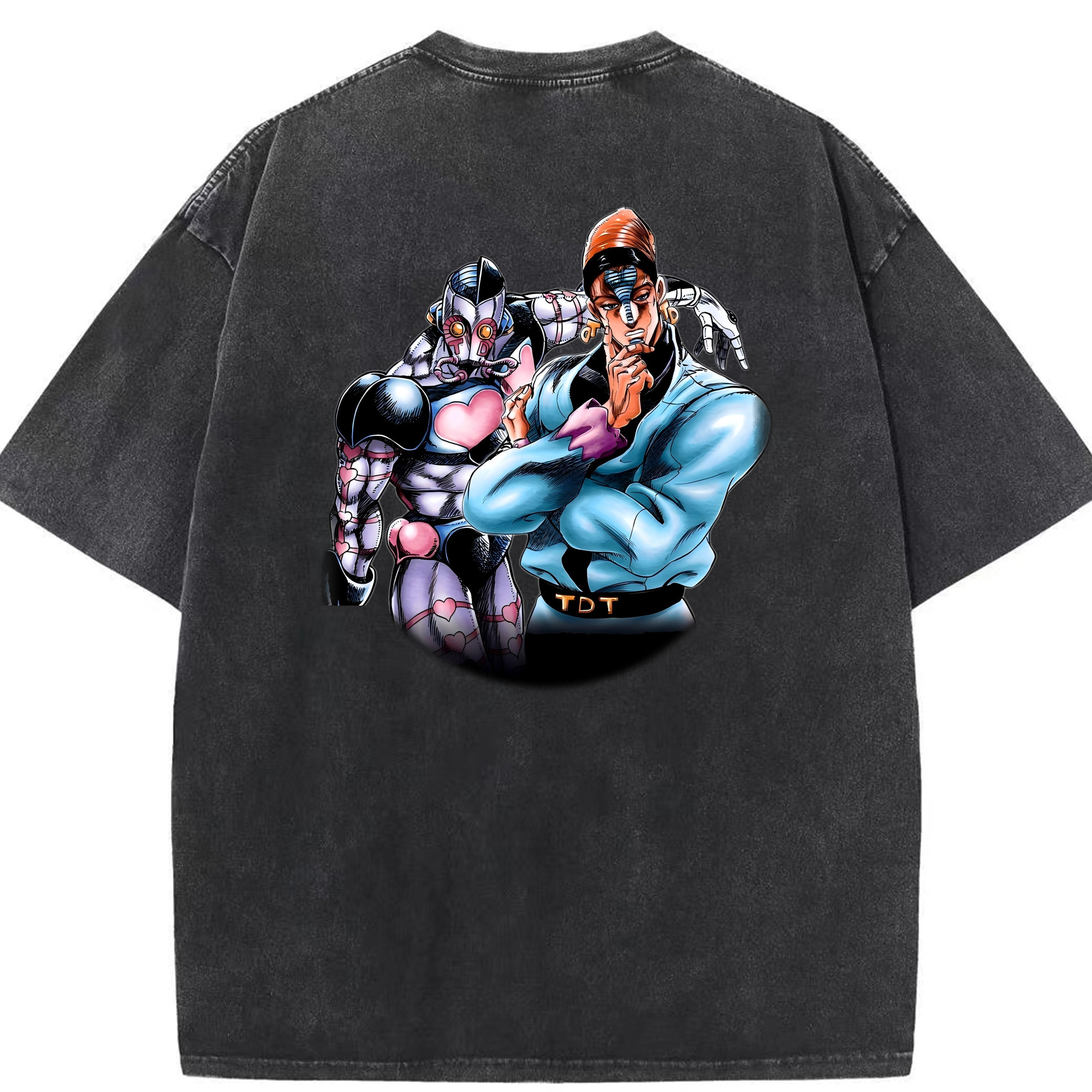 （画像用） ジョジョの奇妙な冒険 ひがしかた じょうすけ JoJo's Bizarre Adventure Higashikata Josuke 綿100% ヴィンテージ風 半袖Tシャツ（背面プリント）