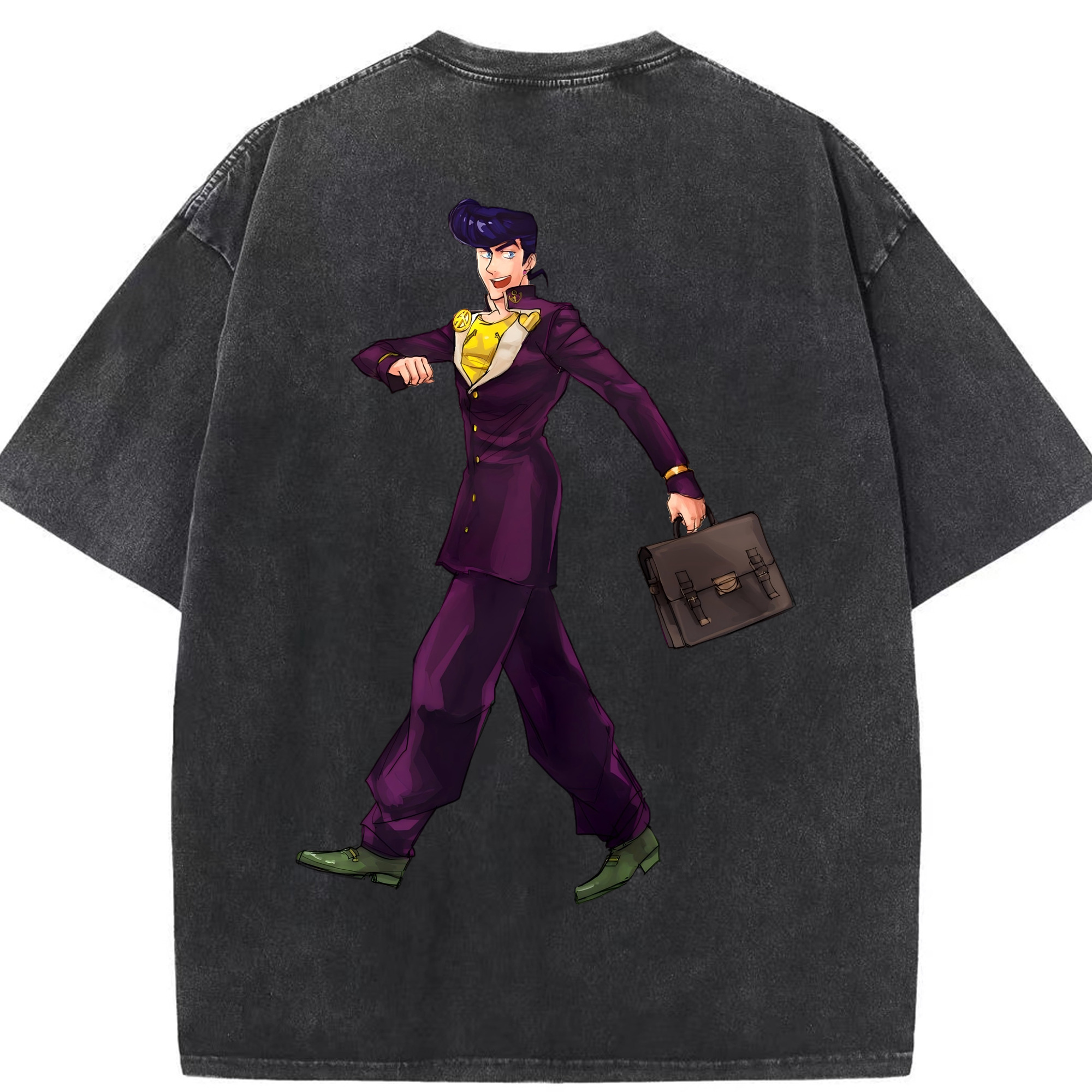 （画像用） ジョジョの奇妙な冒険 ひがしかた じょうすけ JoJo's Bizarre Adventure Higashikata Josuke 綿100% ヴィンテージ風 半袖Tシャツ（背面プリント）
