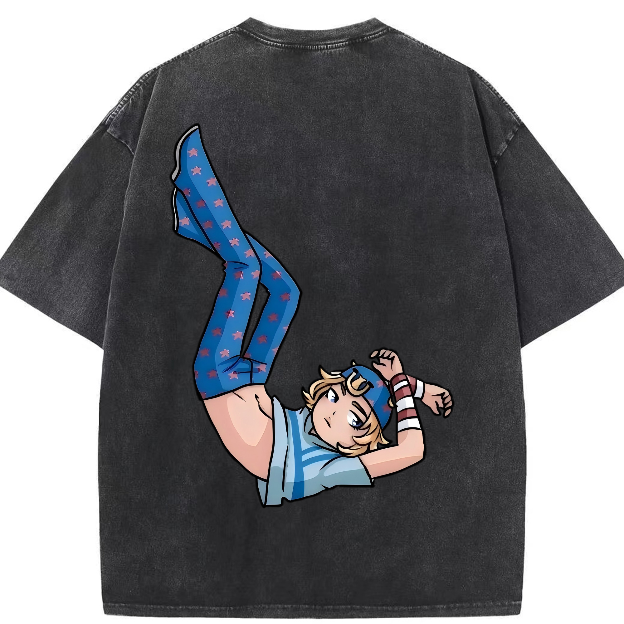 （画像用） ジョジョの奇妙な冒険 グイード?ミスタ JoJo's Bizarre Adventure Guido Mista 綿100% ヴィンテージ風 半袖Tシャツ（背面プリント）