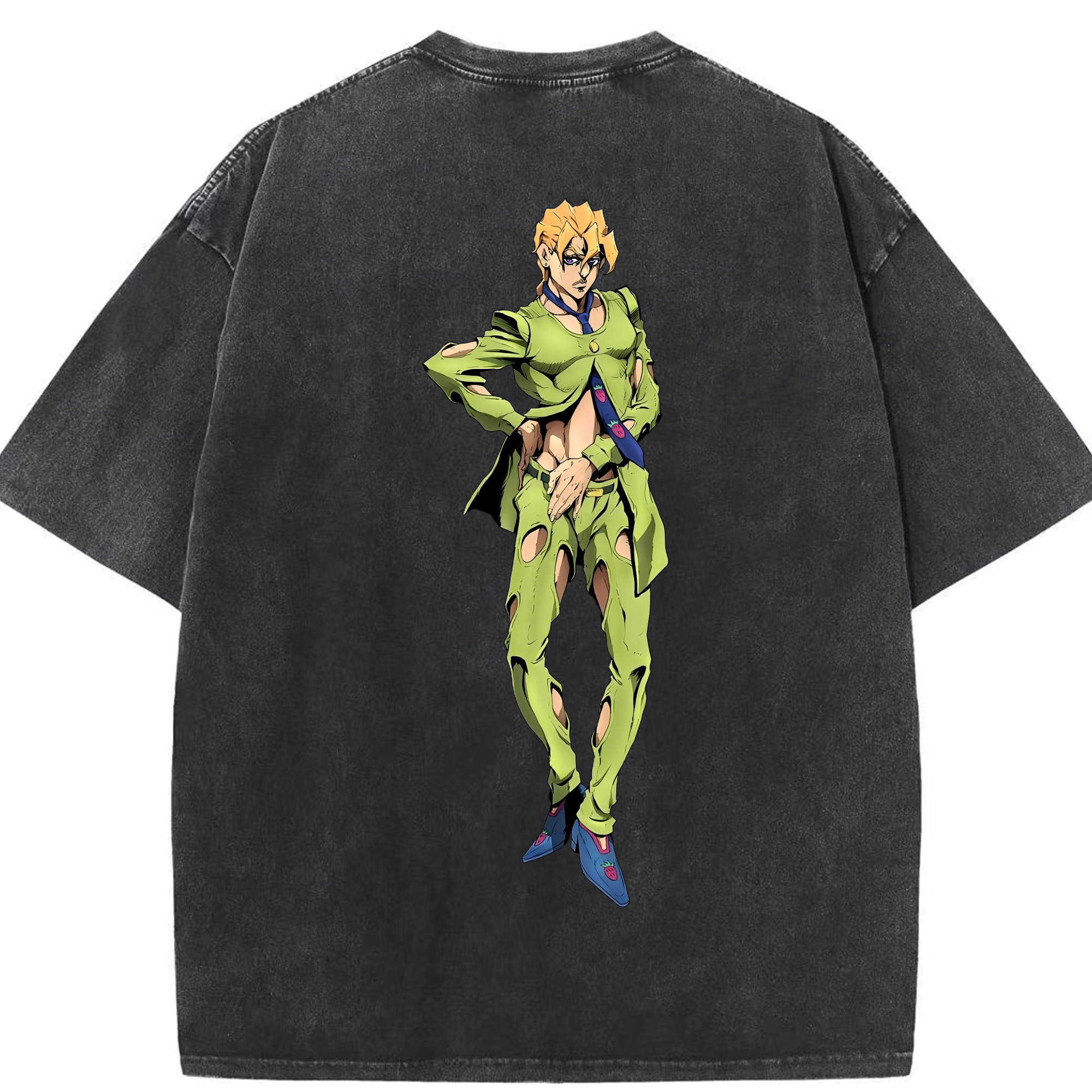 （画像用） ジョジョの奇妙な冒険 パンナコッタ?フー JoJo's Bizarre Adventure Pannacotta Fugo 綿100% ヴィンテージ風 半袖Tシャツ（背面プリント）