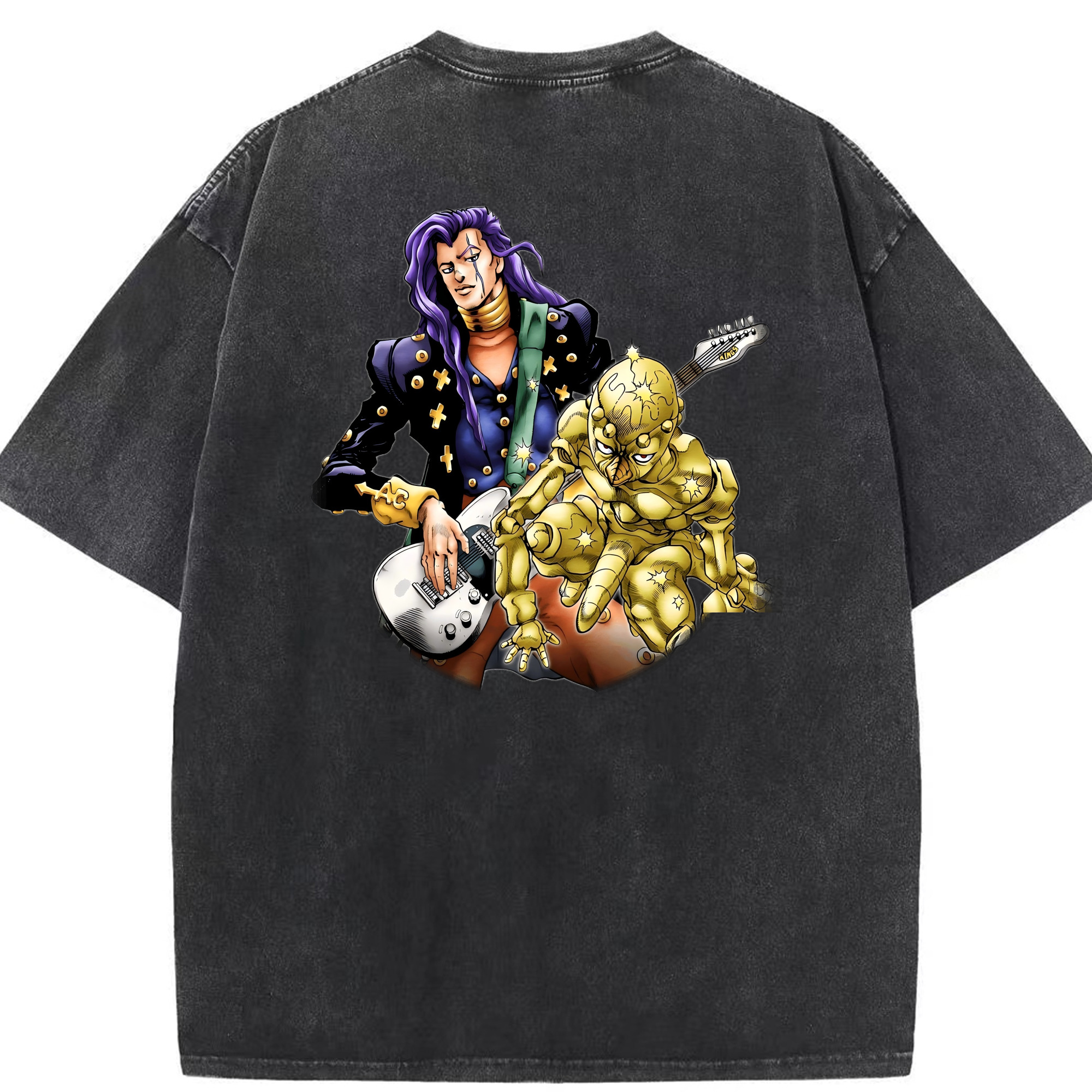 （画像用） ジョジョの奇妙な冒険 おといし あきら JoJo's Bizarre Adventure Akira Otoishi 綿100% ヴィンテージ風 半袖Tシャツ（背面プリント）