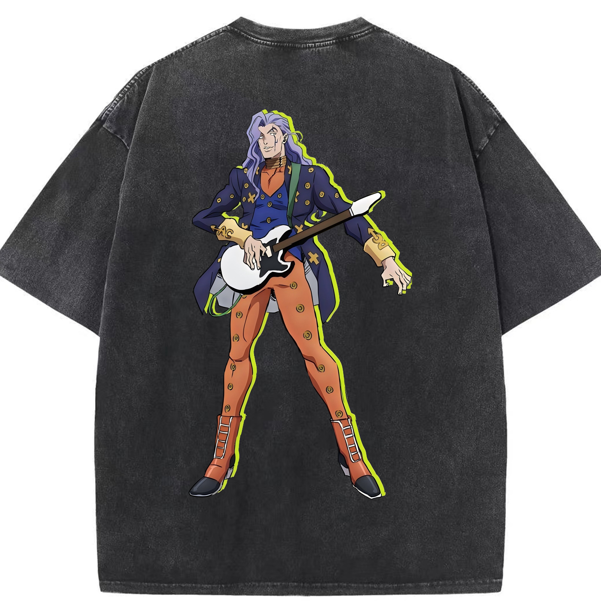 （画像用） ジョジョの奇妙な冒険 おといし あきら JoJo's Bizarre Adventure Akira Otoishi 綿100% ヴィンテージ風 半袖Tシャツ（背面プリント）