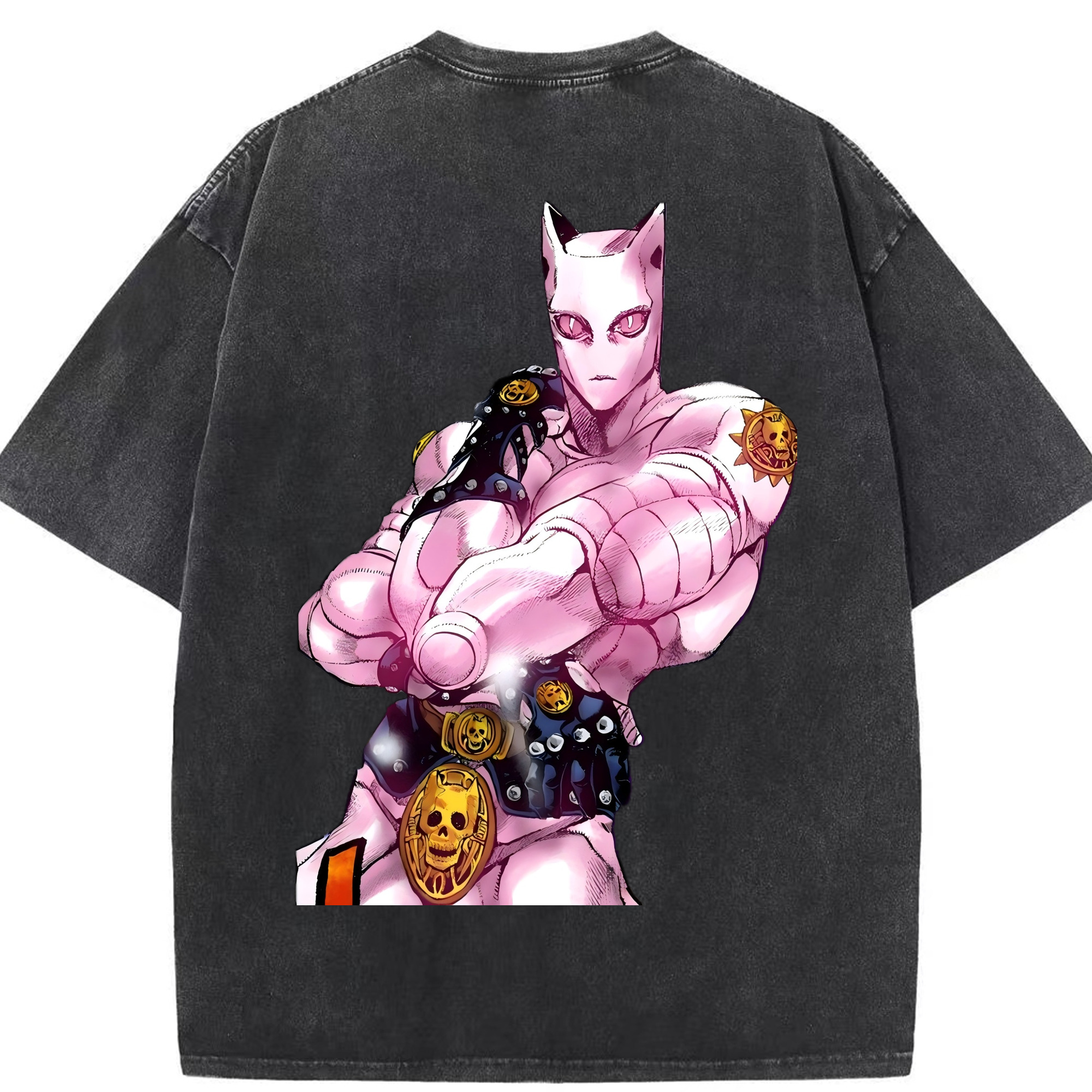 （画像用） ジョジョの奇妙な冒険 きら よしかげ JoJo's Bizarre Adventure Kira Yoshikage 綿100% ヴィンテージ風 半袖Tシャツ（背面プリント）