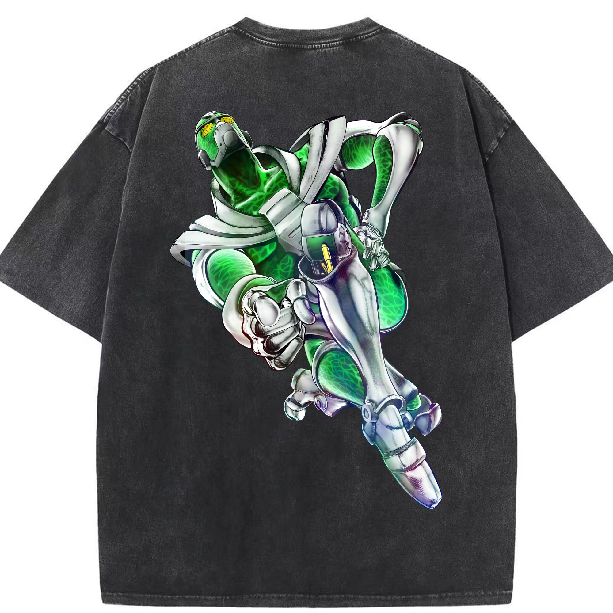 （画像用） ジョジョの奇妙な冒険 花京院 典明（かきょういん のりあき） JoJo's Bizarre Adventure Kakyoin Noriaki 綿100% ヴィンテージ風 半袖Tシャツ（背面プリント）