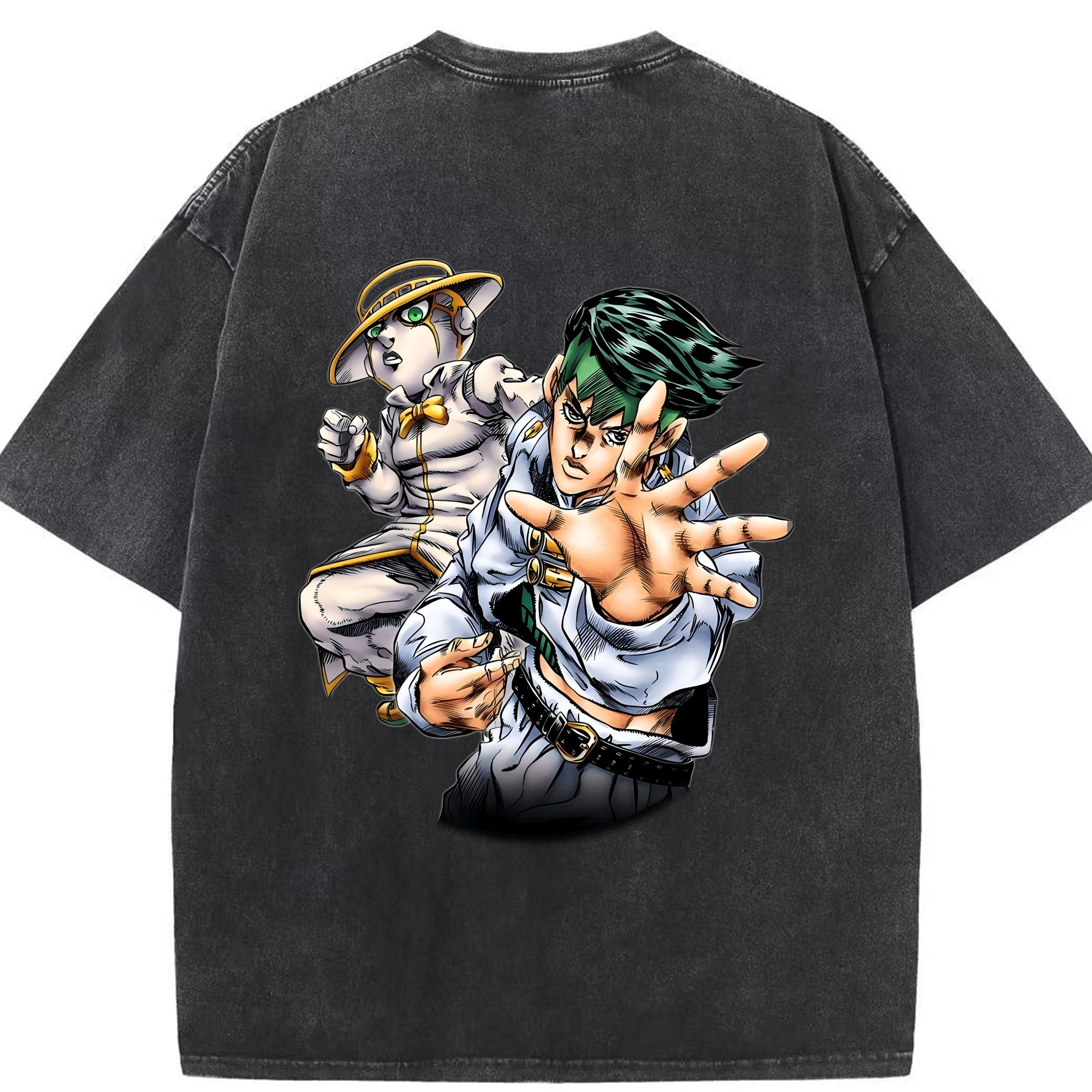 （画像用） ジョジョの奇妙な冒険 岸辺 露伴（きしべ ろはん） JoJo's Bizarre Adventure Rohan Kishibe 綿100% ヴィンテージ風 半袖Tシャツ（背面プリント）
