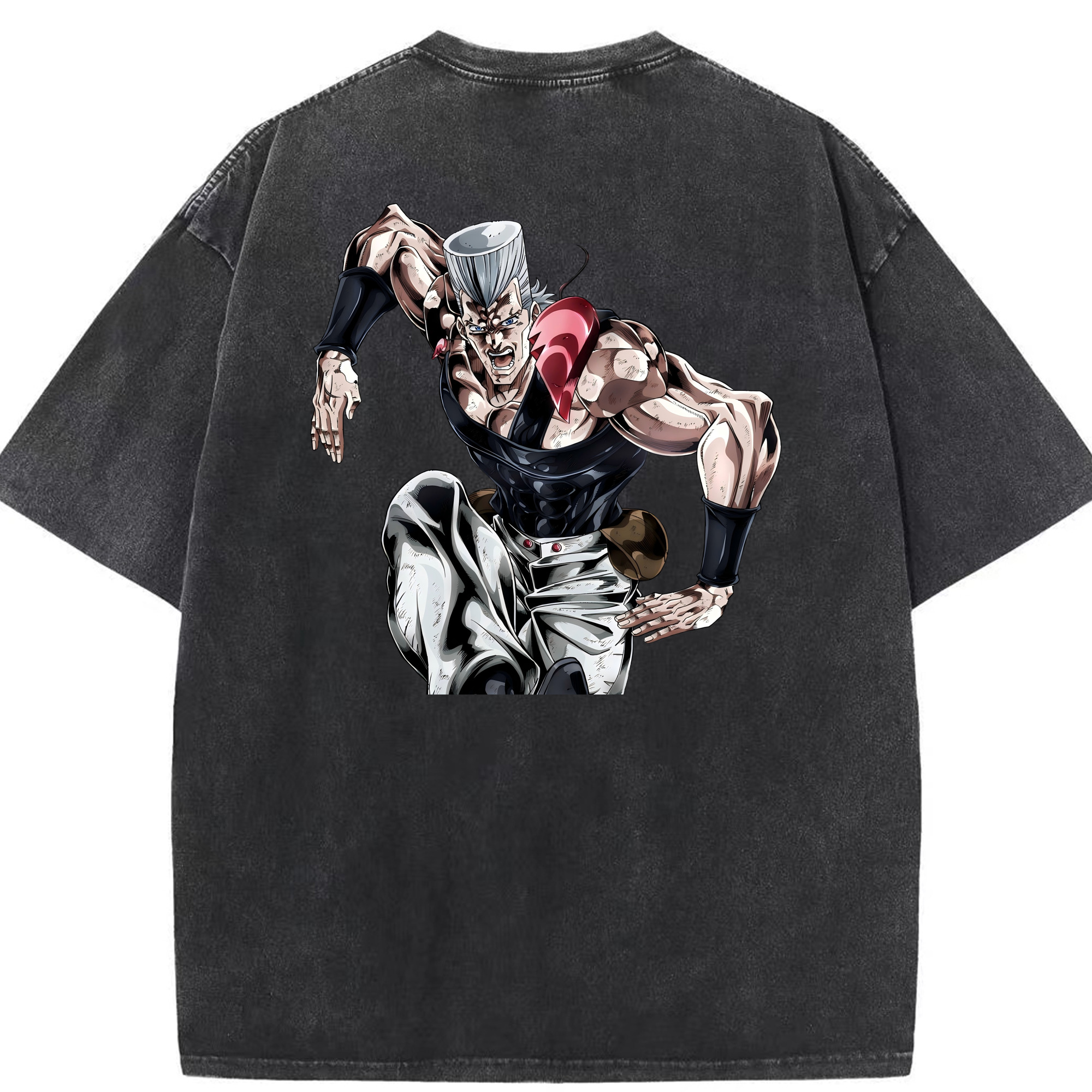 （画像用） ジョジョの奇妙な冒険 ジャン＝ピエール?ポルナレフ JoJo's Bizarre Adventure Jan Pierre Polnareff 綿100% ヴィンテージ風 半袖Tシャツ（背面プリント）