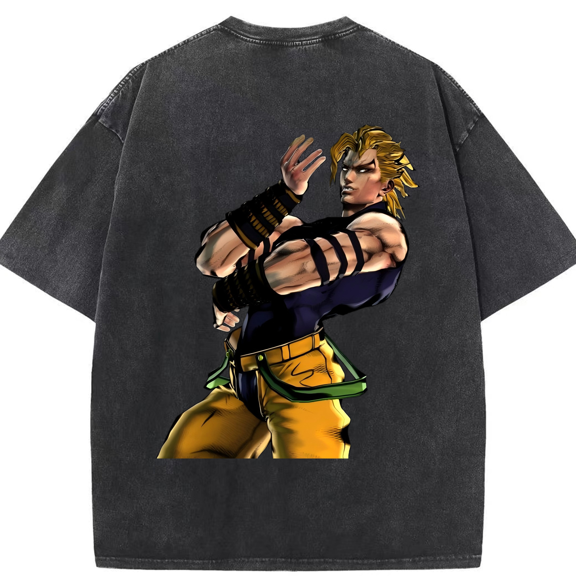 （画像用） ジョジョの奇妙な冒険 ディオ?ブランドー JoJo's Bizarre Adventure Dio Brando 綿100% ヴィンテージ風 半袖Tシャツ（背面プリント）