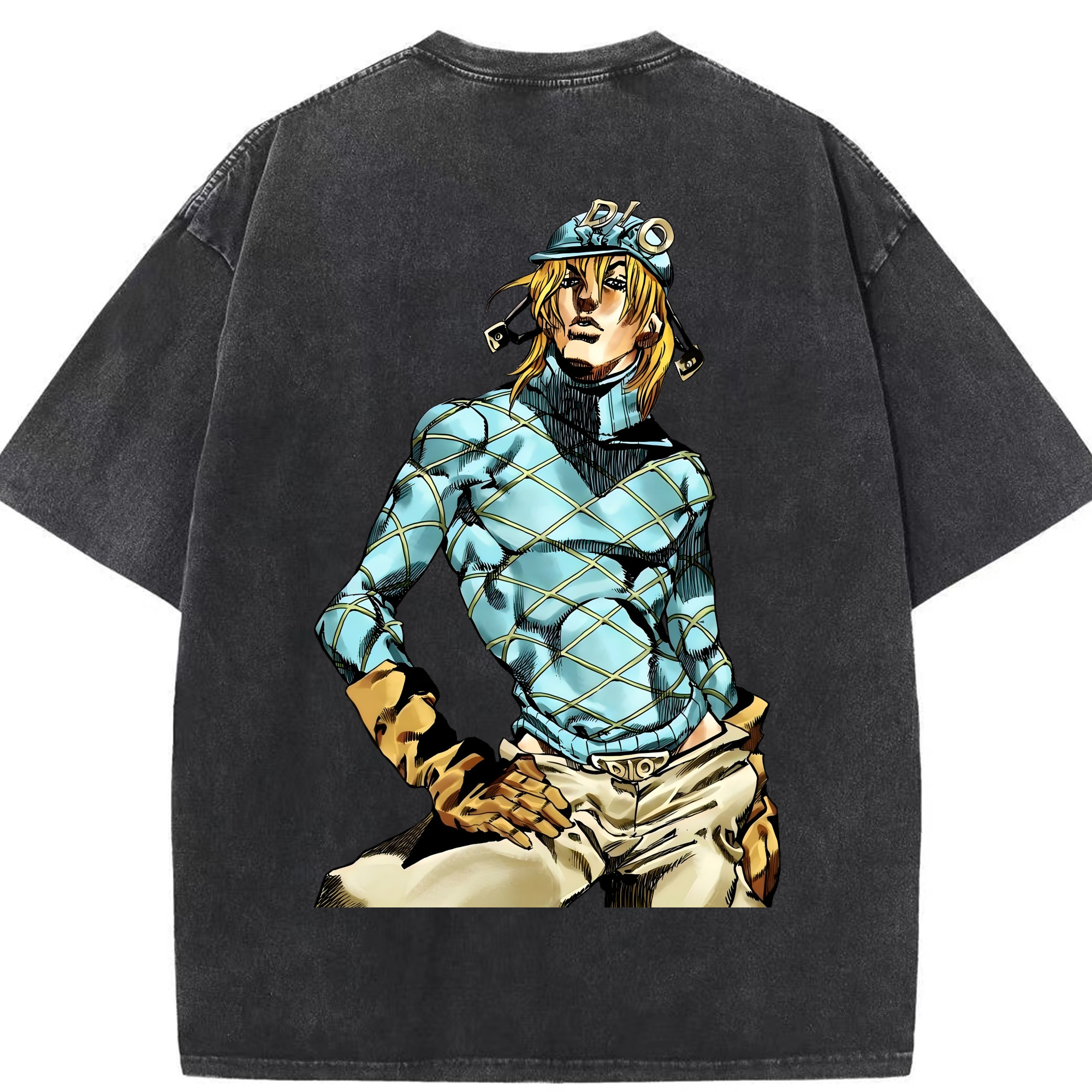 （画像用） ジョジョの奇妙な冒険 ディオ?ブランドー JoJo's Bizarre Adventure Dio Brando 綿100% ヴィンテージ風 半袖Tシャツ（背面プリント）