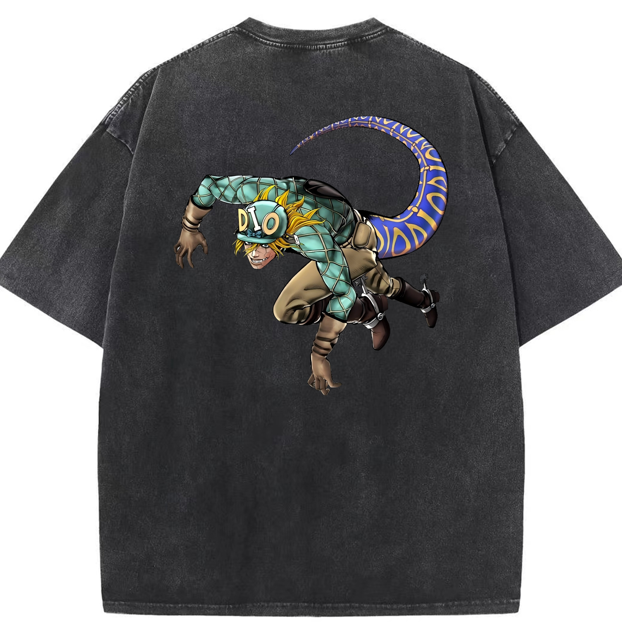 （画像用） ジョジョの奇妙な冒険 ディオ?ブランドー JoJo's Bizarre Adventure Dio Brando 綿100% ヴィンテージ風 半袖Tシャツ（背面プリント）
