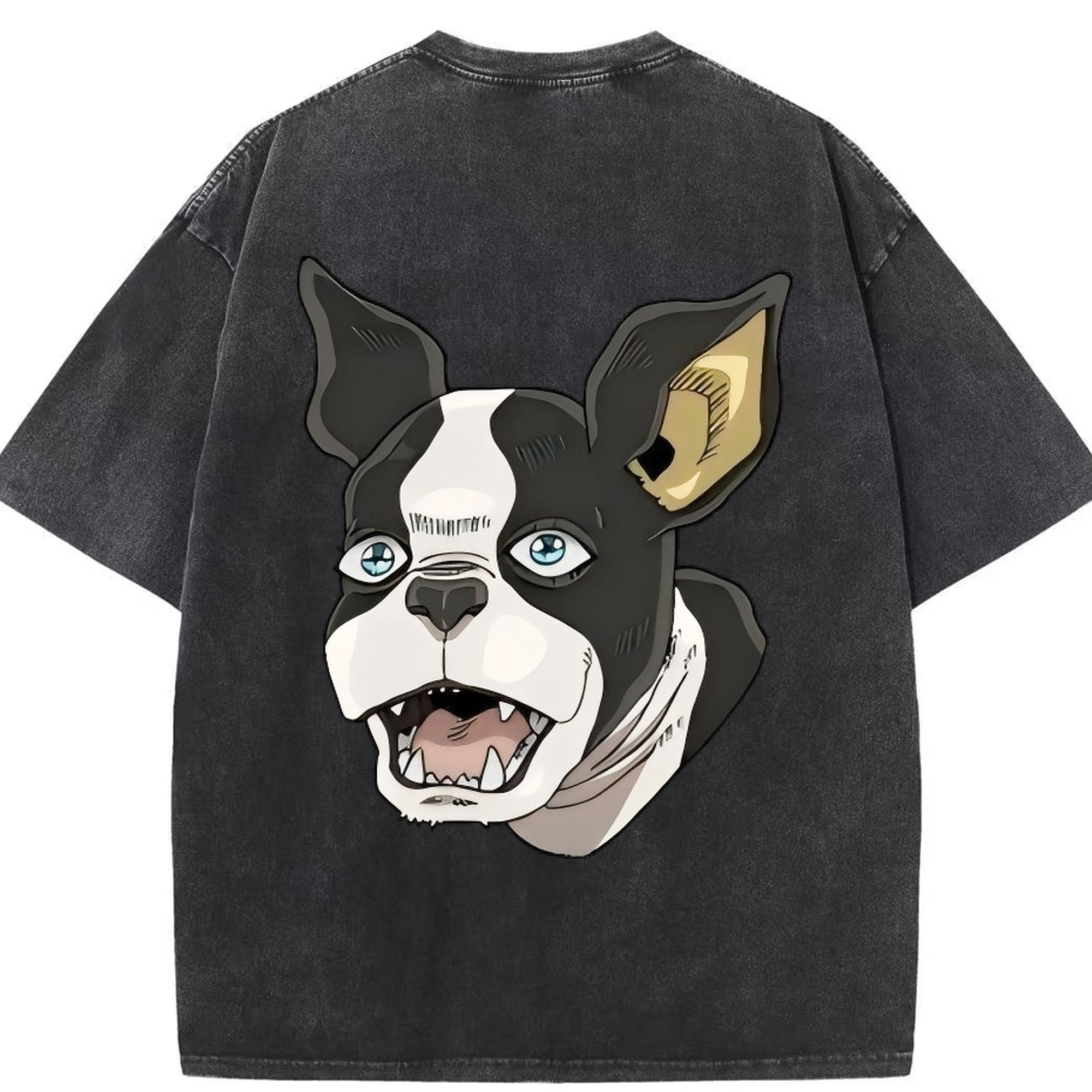 （画像用） ジョジョの奇妙な冒険 イギー JoJo's Bizarre Adventure Iggy 綿100% ヴィンテージ風 半袖Tシャツ（背面プリント）