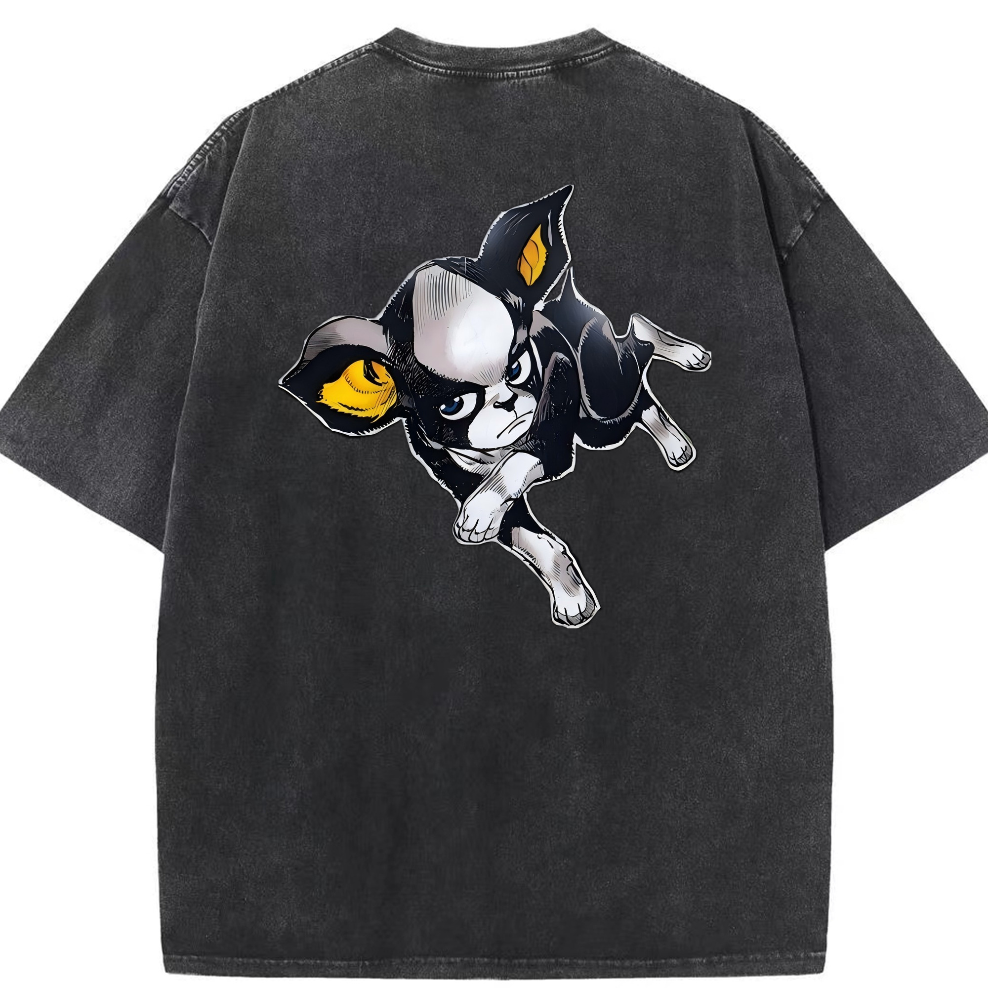 （画像用） ジョジョの奇妙な冒険 イギー JoJo's Bizarre Adventure Iggy 綿100% ヴィンテージ風 半袖Tシャツ（背面プリント）