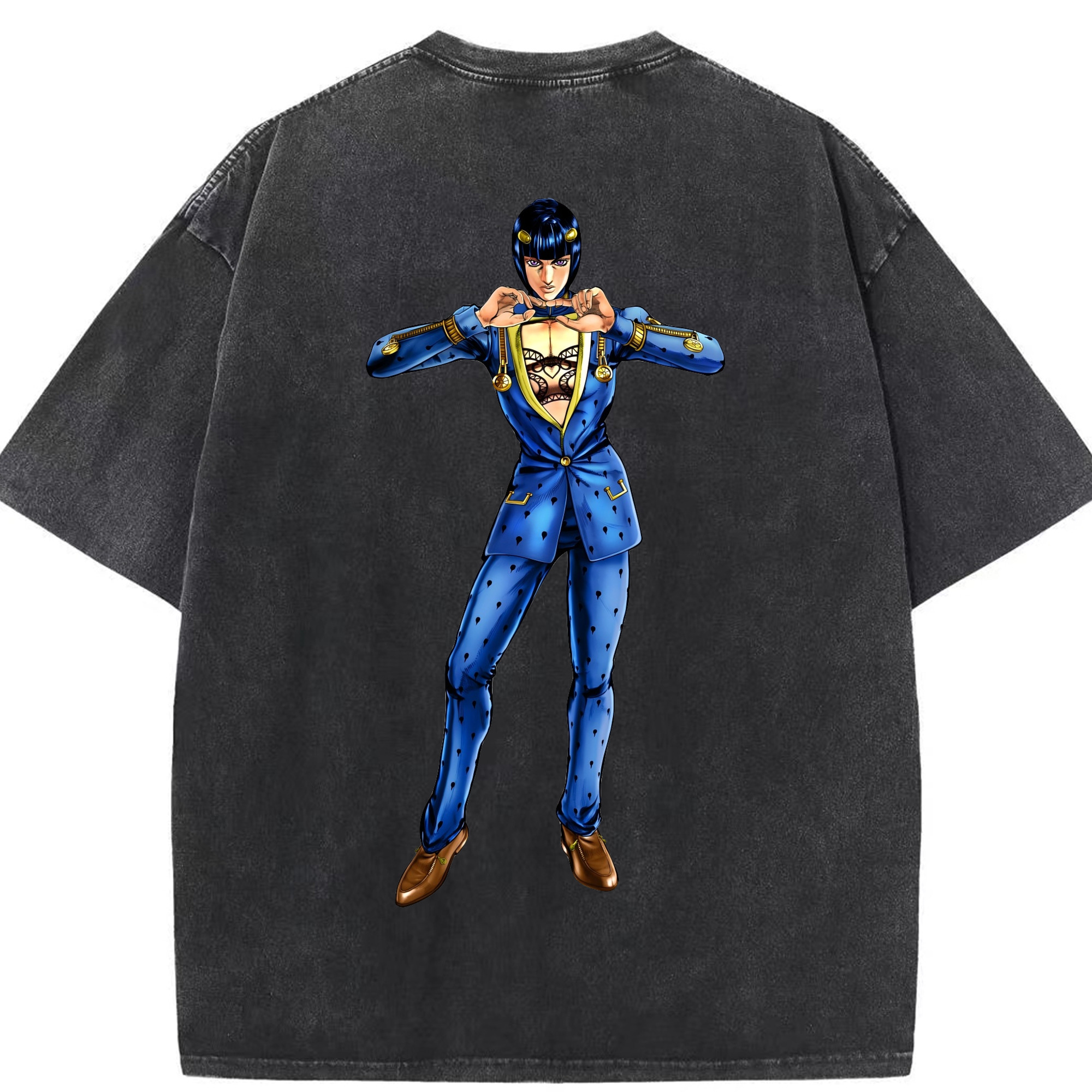 （画像用） ジョジョの奇妙な冒険 ブローノ?ブチャラティ JoJo's Bizarre Adventure Bruno Bucciarati 綿100% ヴィンテージ風 半袖Tシャツ（背面プリント）