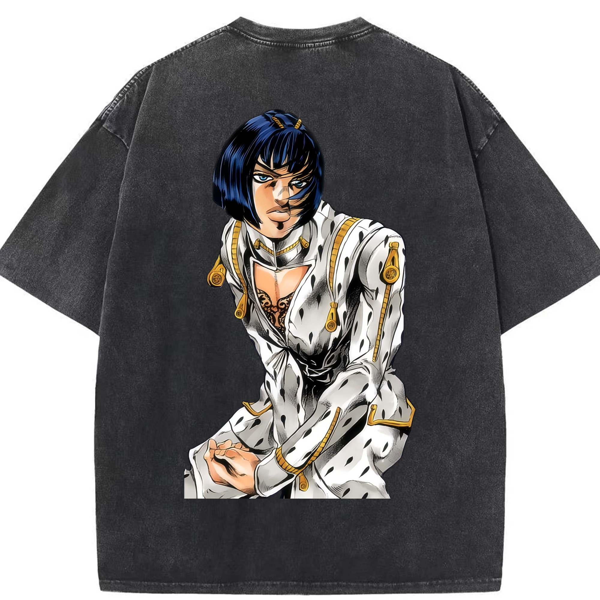 （画像用） ジョジョの奇妙な冒険 ブローノ?ブチャラティ JoJo's Bizarre Adventure Bruno Bucciarati 綿100% ヴィンテージ風 半袖Tシャツ（背面プリント）