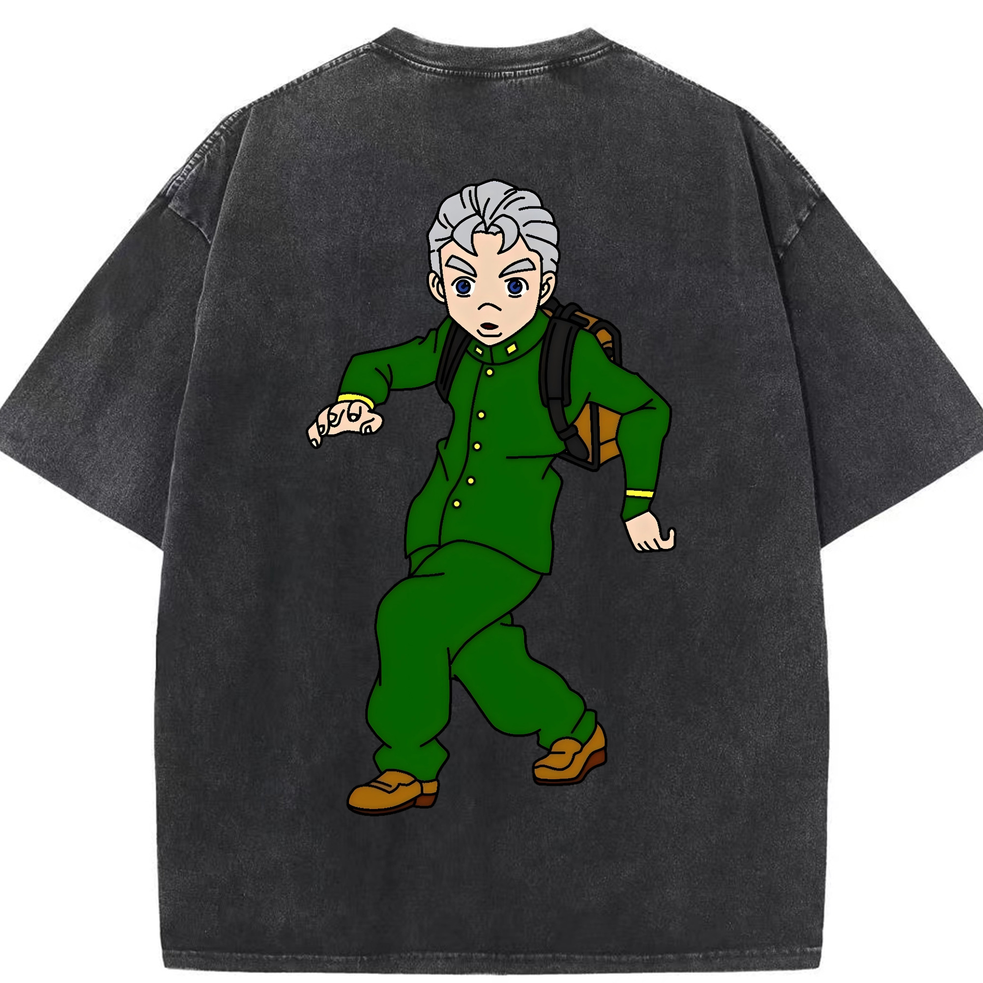 （画像用） ジョジョの奇妙な冒険 広瀨康一 JoJo's Bizarre Adventure Hirose Koichi 綿100% ヴィンテージ風 半袖Tシャツ（背面プリント）