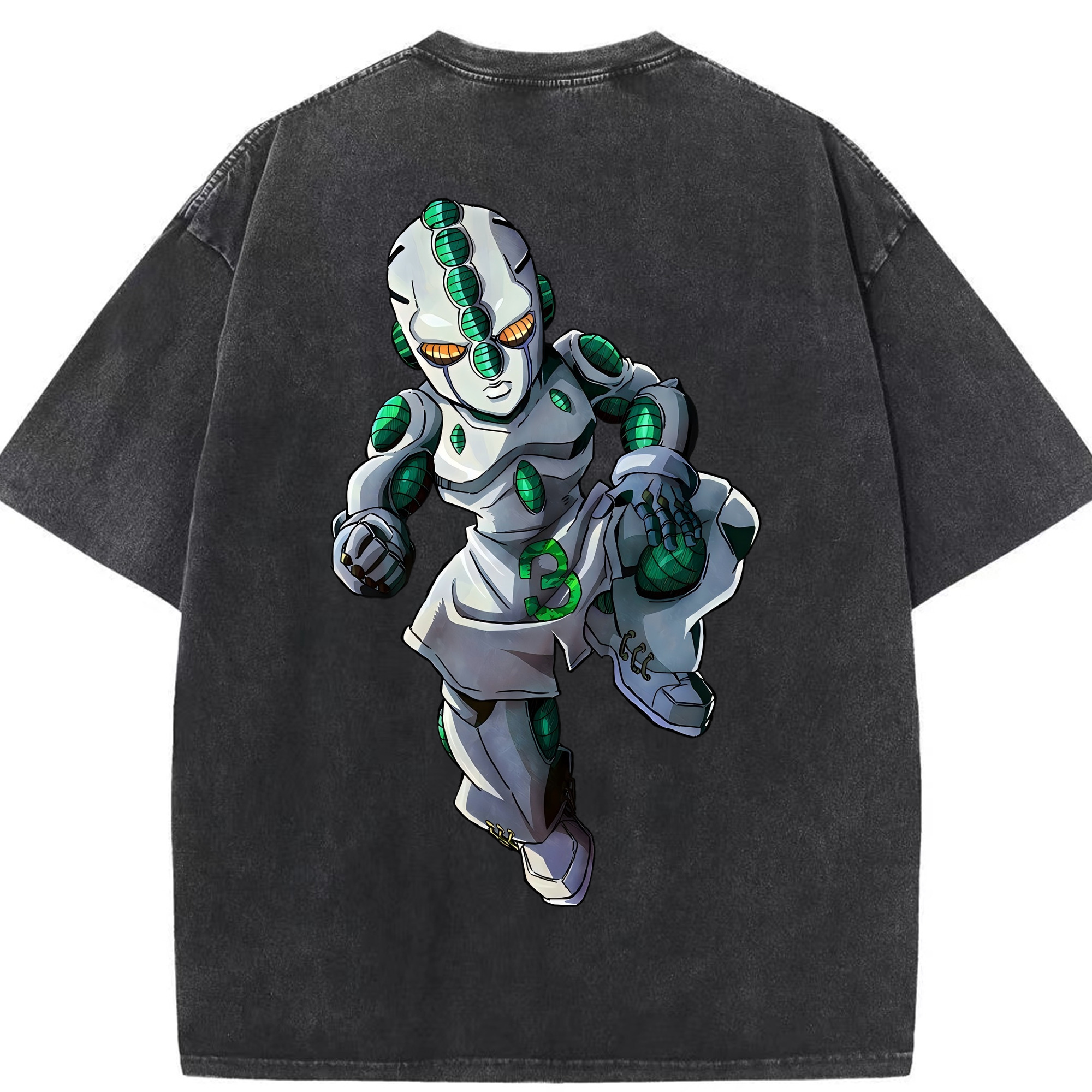 （画像用） ジョジョの奇妙な冒険 広瀨康一 JoJo's Bizarre Adventure Hirose Koichi 綿100% ヴィンテージ風 半袖Tシャツ（背面プリント）