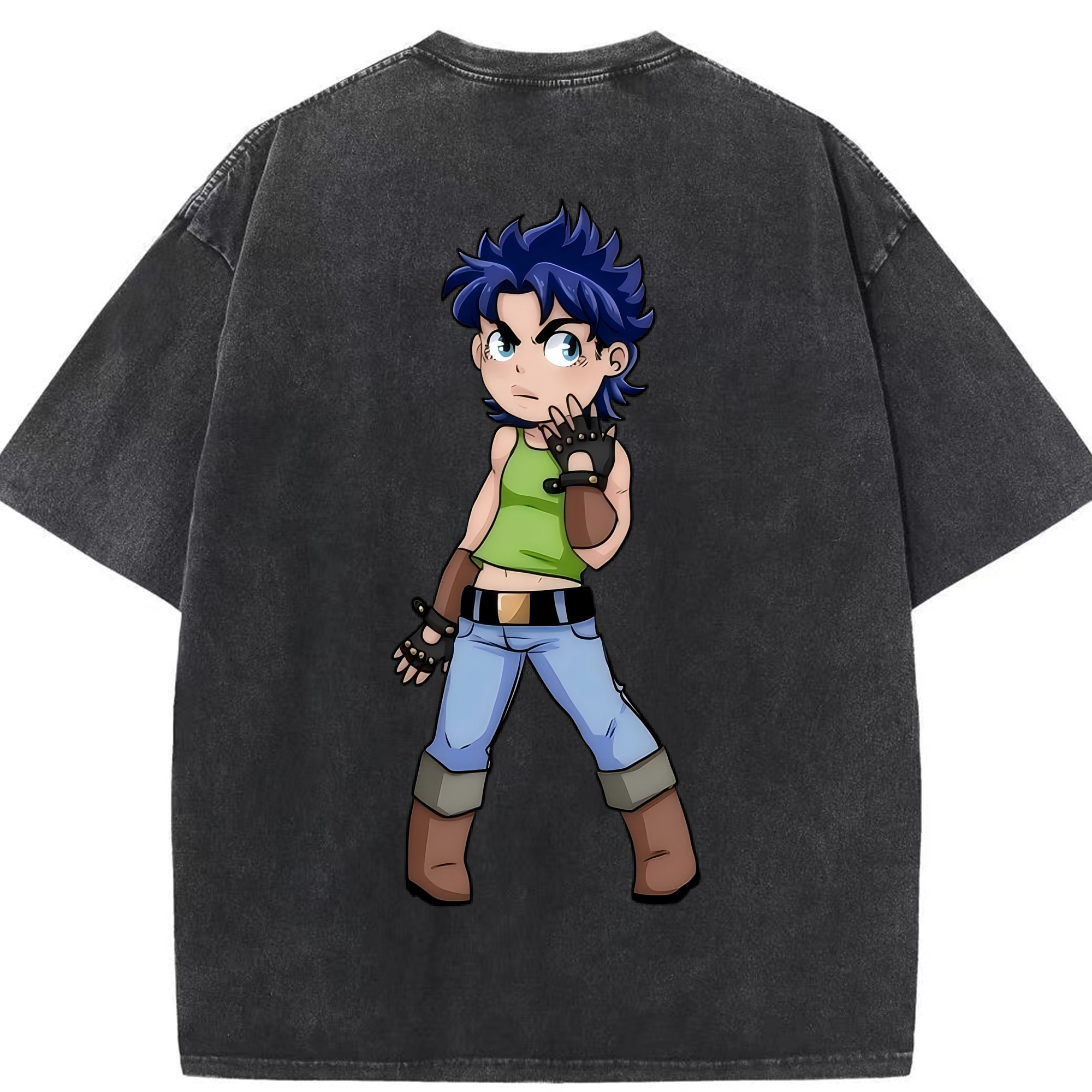 （画像用） ジョジョの奇妙な冒険 広瀨康一 JoJo's Bizarre Adventure Hirose Koichi 綿100% ヴィンテージ風 半袖Tシャツ（背面プリント）