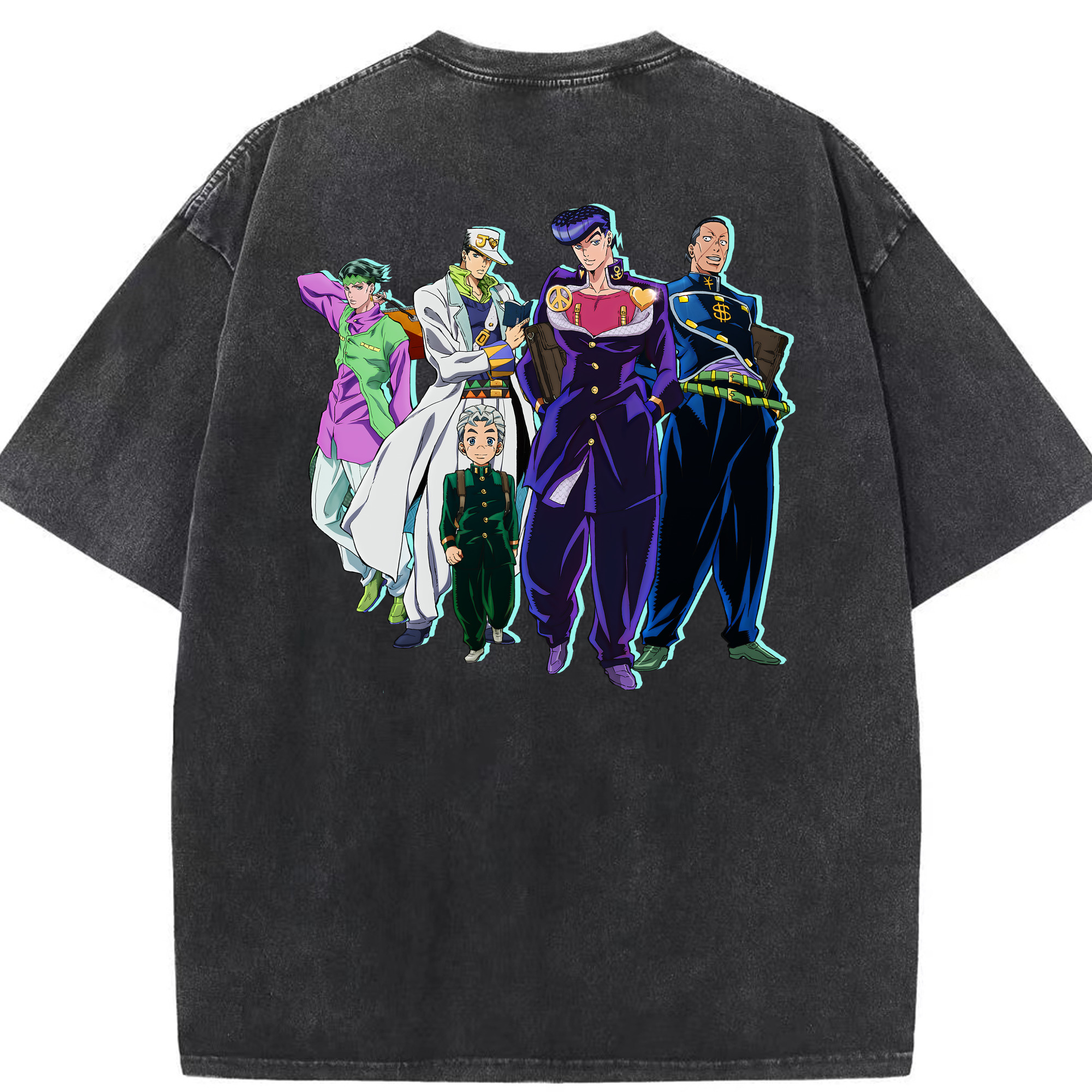 （画像用） ジョジョの奇妙な冒険 JoJo's Bizarre Adventure 綿100% ヴィンテージ風 半袖Tシャツ（背面プリント）