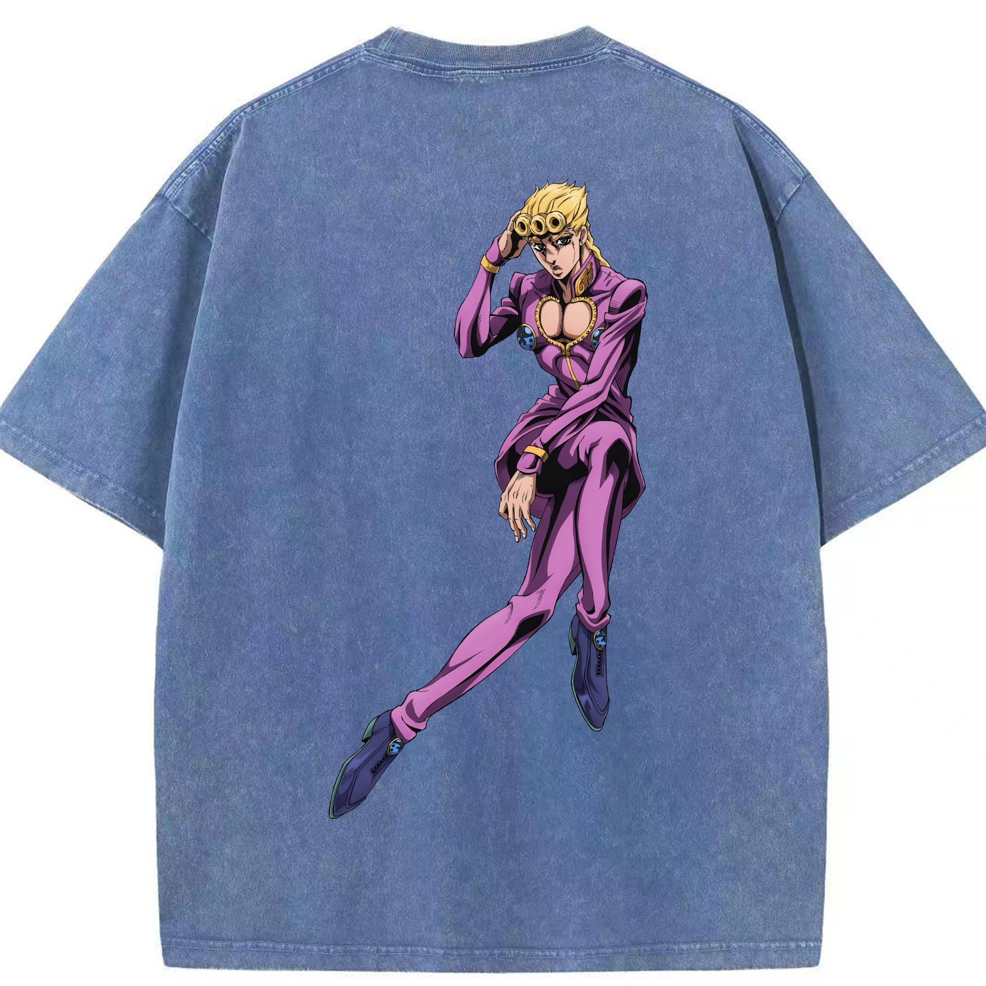 （画像用） ジョジョの奇妙な冒険 ジョルノ?ジョバァーナ JoJo's Bizarre Adventure Giorno Giovanna 綿100% ヴィンテージ風 半袖Tシャツ（背面プリント）