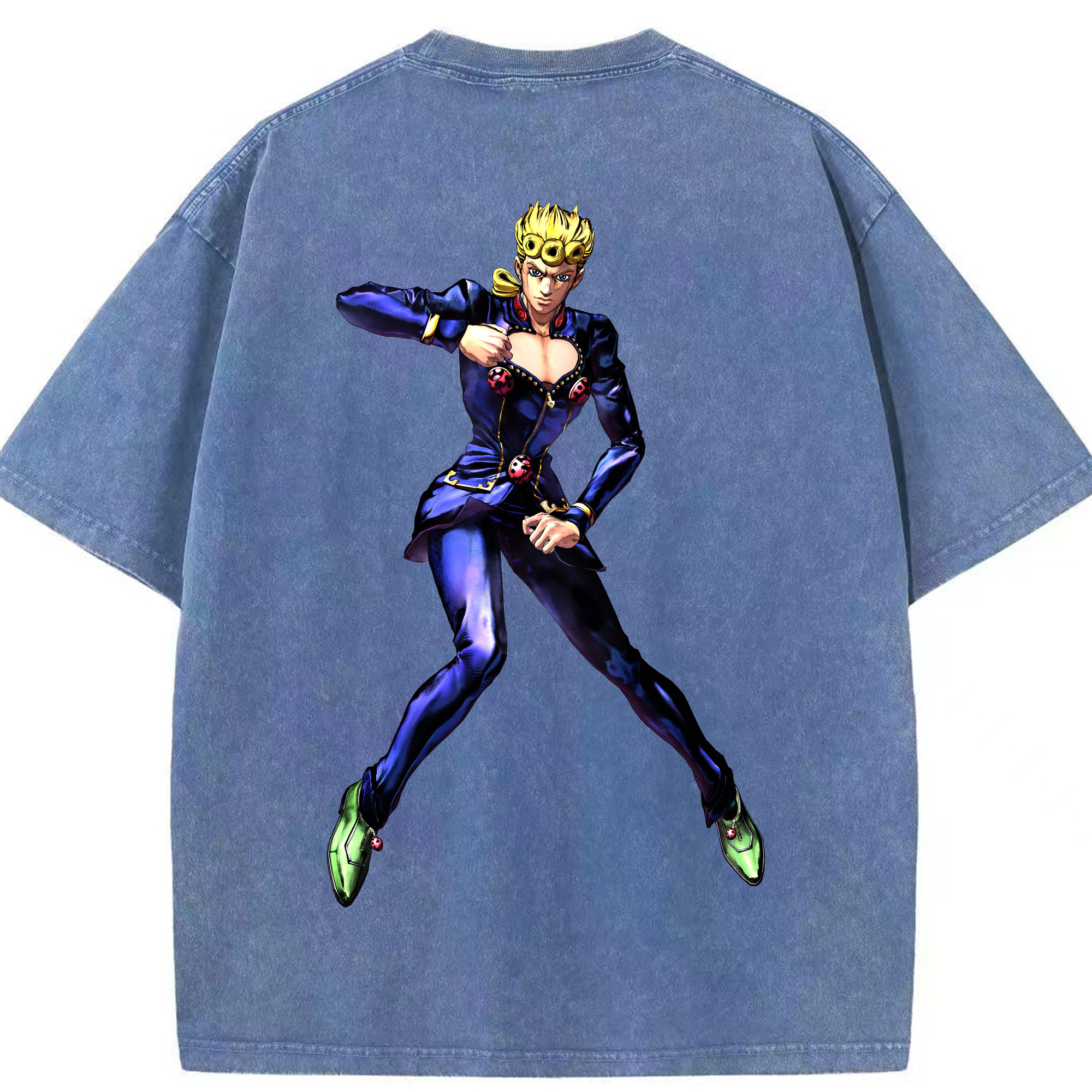 （画像用） ジョジョの奇妙な冒険 ジョルノ?ジョバァーナ JoJo's Bizarre Adventure Giorno Giovanna 綿100% ヴィンテージ風 半袖Tシャツ（背面プリント）