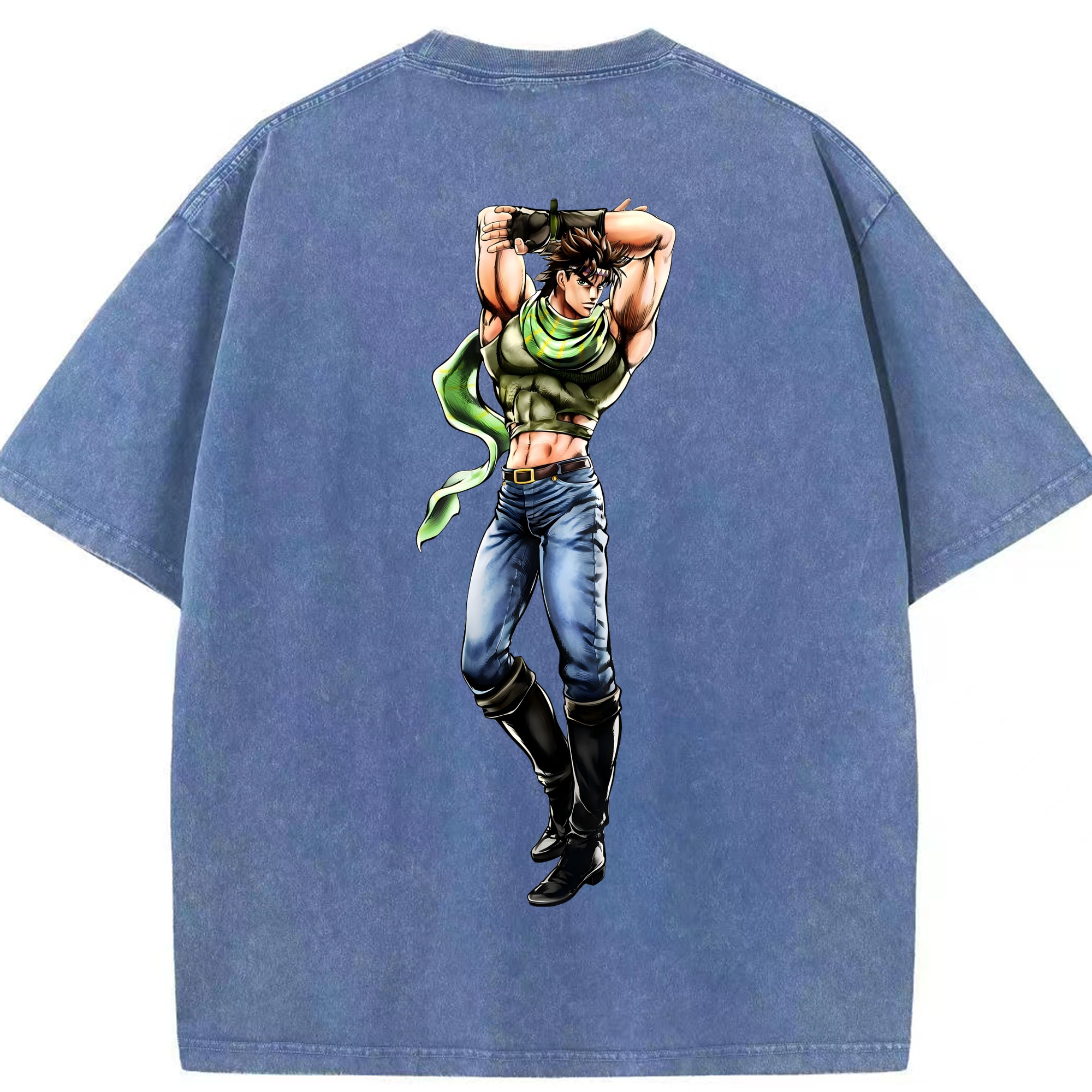 （画像用） ジョジョの奇妙な冒険 ジョセフ?ジョースター JoJo's Bizarre Adventure Joseph Joestar 綿100% ヴィンテージ風 半袖Tシャツ（背面プリント）