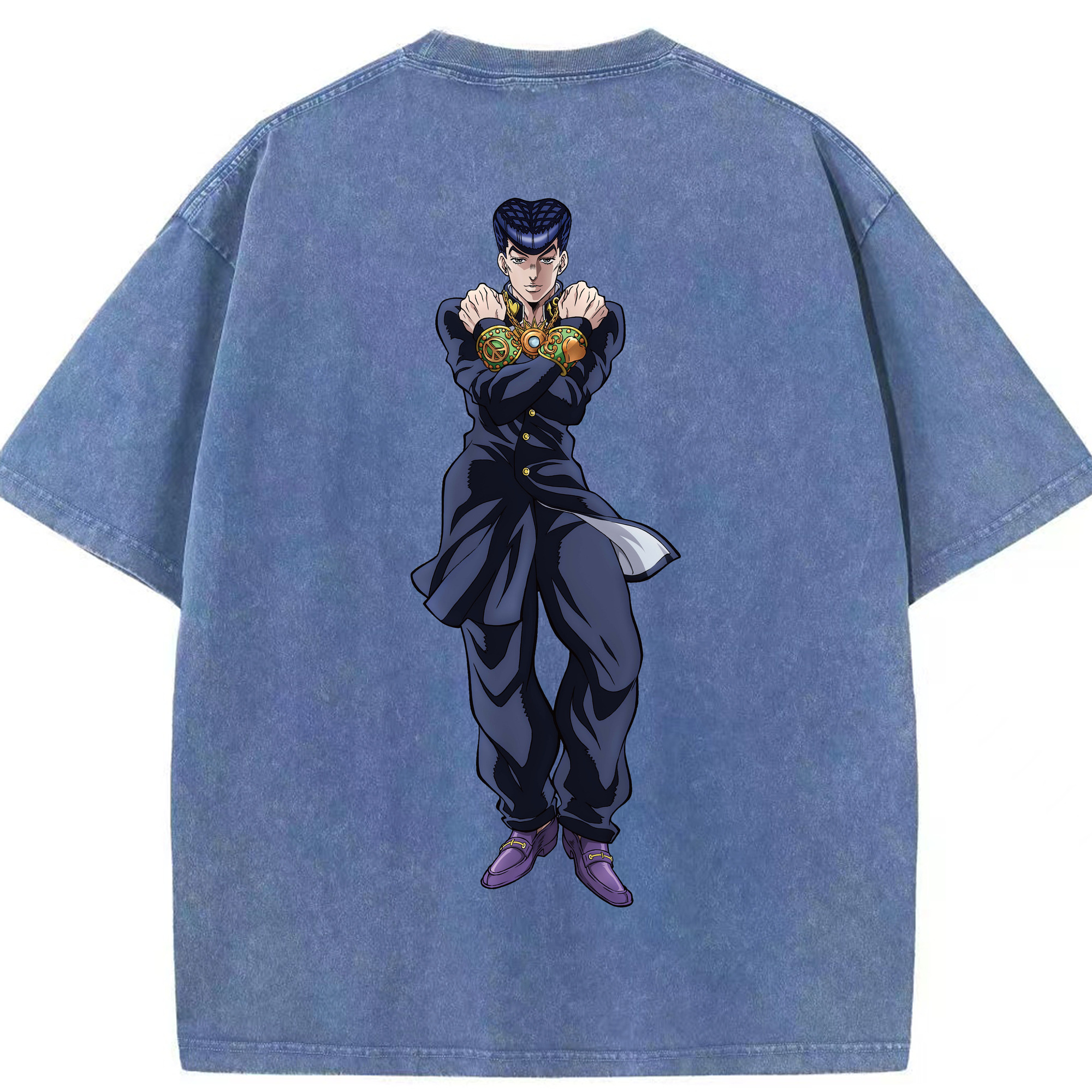 （画像用） ジョジョの奇妙な冒険 ひがしかた じょうすけ JoJo's Bizarre Adventure Higashikata Josuke 綿100% ヴィンテージ風 半袖Tシャツ（背面プリント）