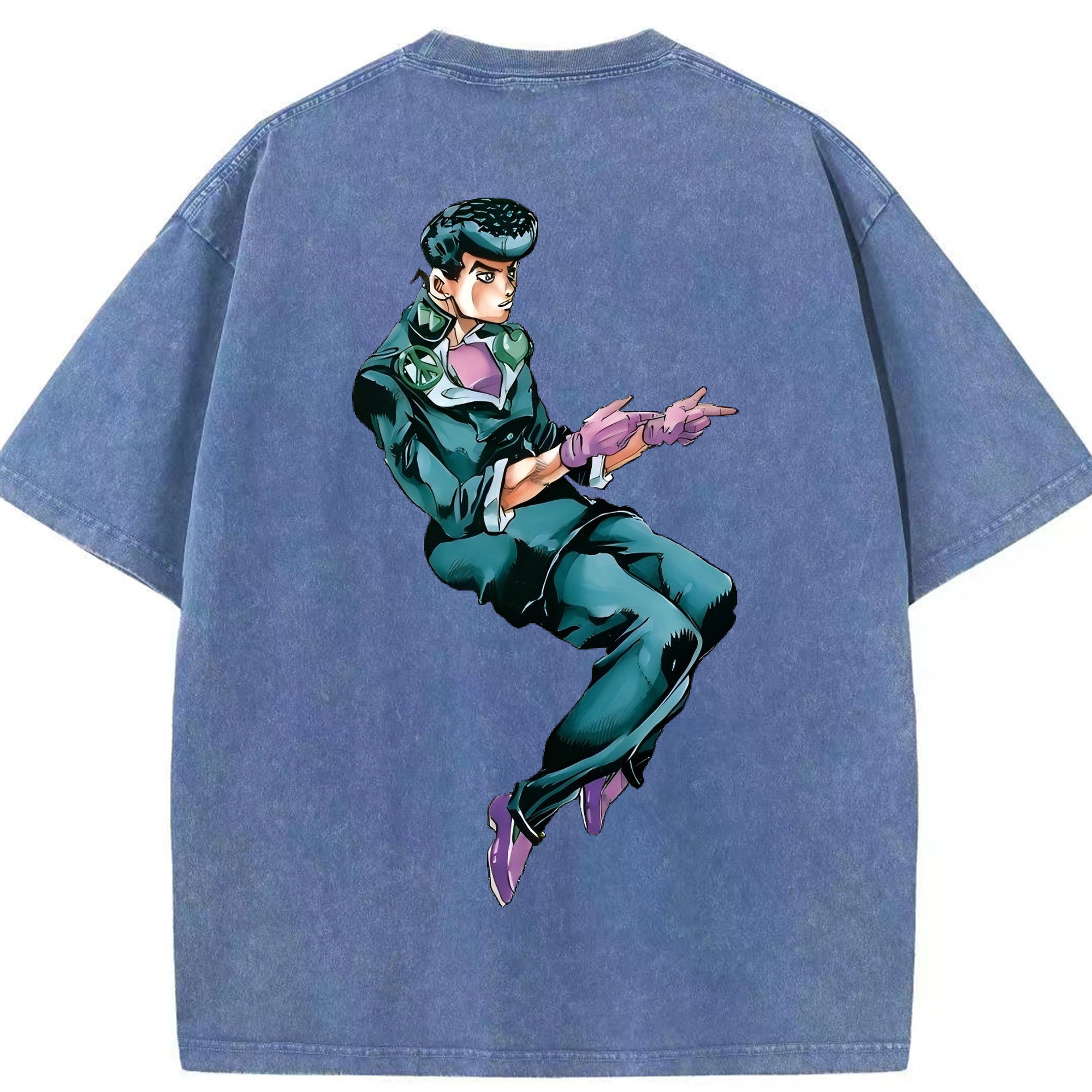 （画像用） ジョジョの奇妙な冒険 ひがしかた じょうすけ JoJo's Bizarre Adventure Higashikata Josuke 綿100% ヴィンテージ風 半袖Tシャツ（背面プリント）