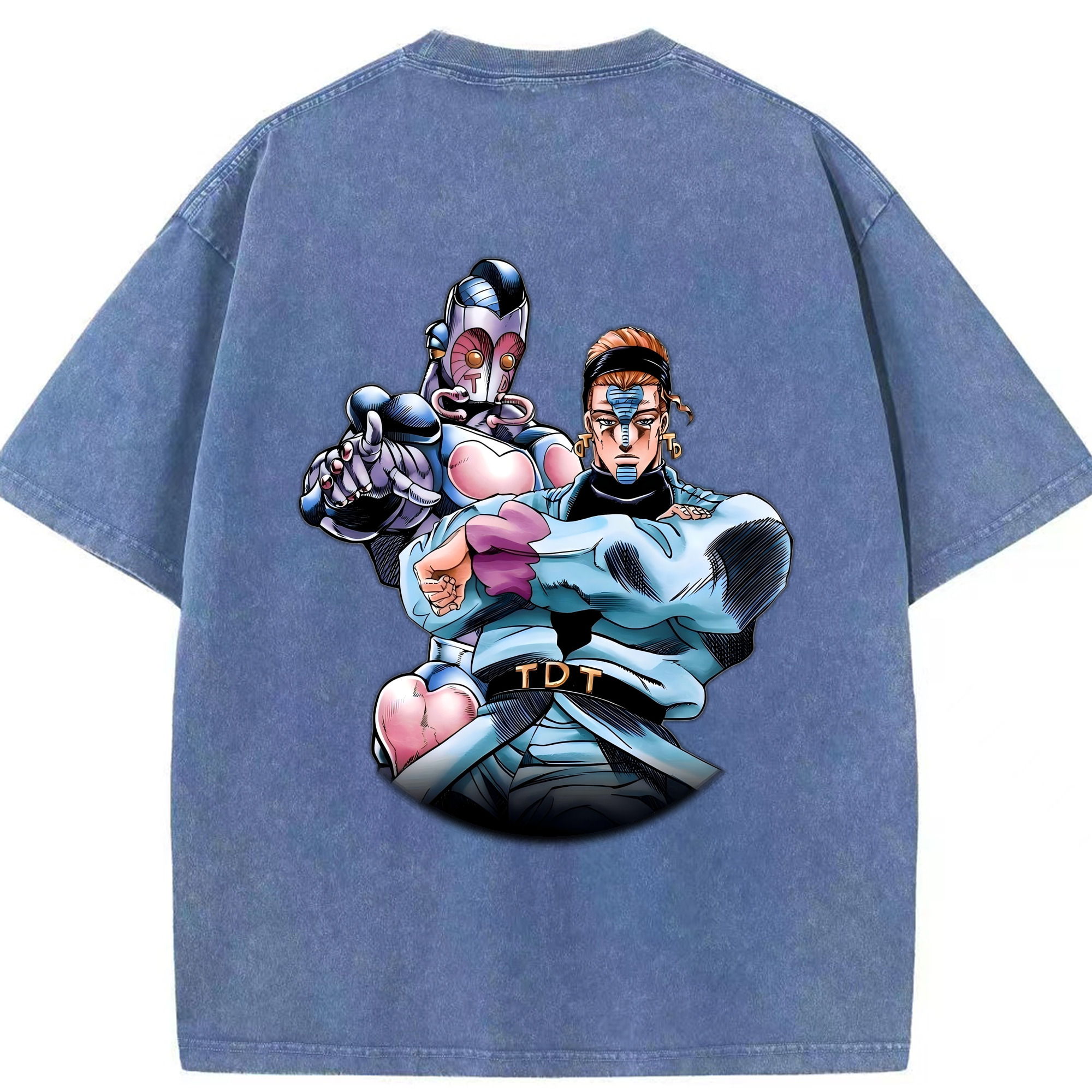 （画像用） ジョジョの奇妙な冒険 ひがしかた じょうすけ JoJo's Bizarre Adventure Higashikata Josuke 綿100% ヴィンテージ風 半袖Tシャツ（背面プリント）