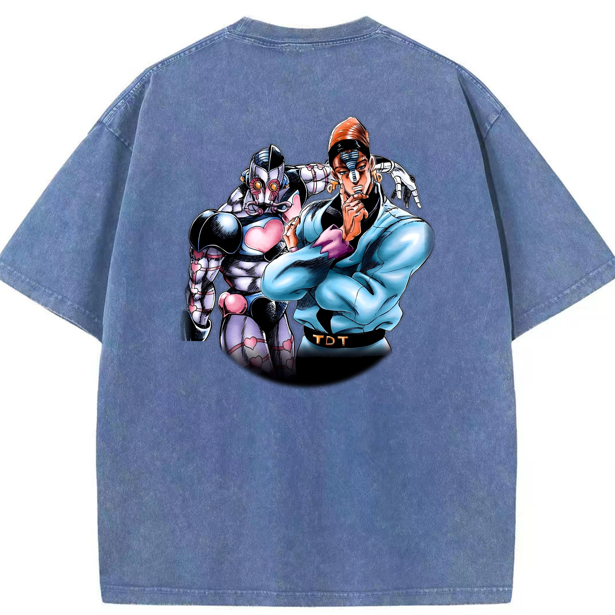 （画像用） ジョジョの奇妙な冒険 ひがしかた じょうすけ JoJo's Bizarre Adventure Higashikata Josuke 綿100% ヴィンテージ風 半袖Tシャツ（背面プリント）