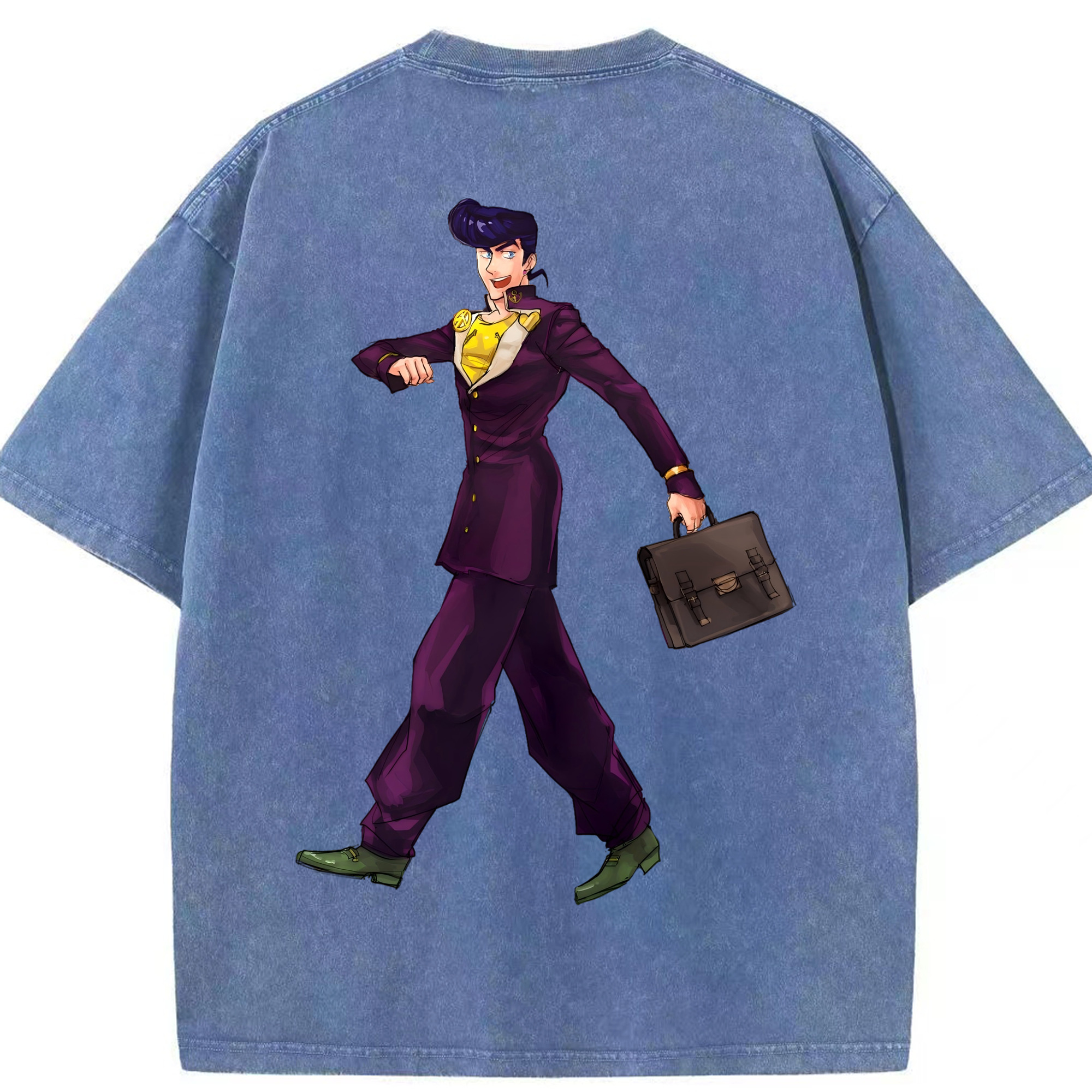 （画像用） ジョジョの奇妙な冒険 ひがしかた じょうすけ JoJo's Bizarre Adventure Higashikata Josuke 綿100% ヴィンテージ風 半袖Tシャツ（背面プリント）