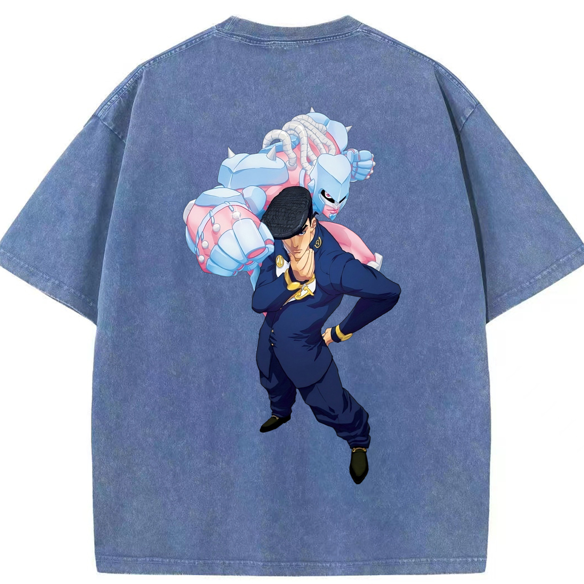 （画像用） ジョジョの奇妙な冒険 ひがしかた じょうすけ JoJo's Bizarre Adventure Higashikata Josuke 綿100% ヴィンテージ風 半袖Tシャツ（背面プリント）