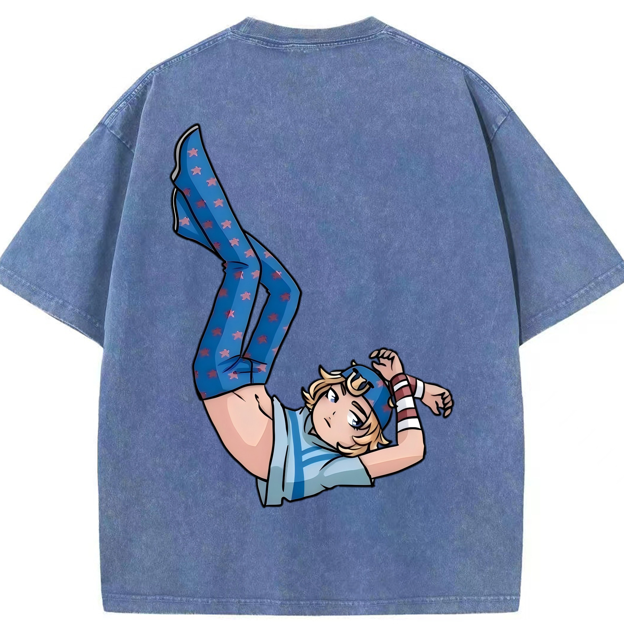 （画像用） ジョジョの奇妙な冒険 グイード?ミスタ JoJo's Bizarre Adventure Guido Mista 綿100% ヴィンテージ風 半袖Tシャツ（背面プリント）