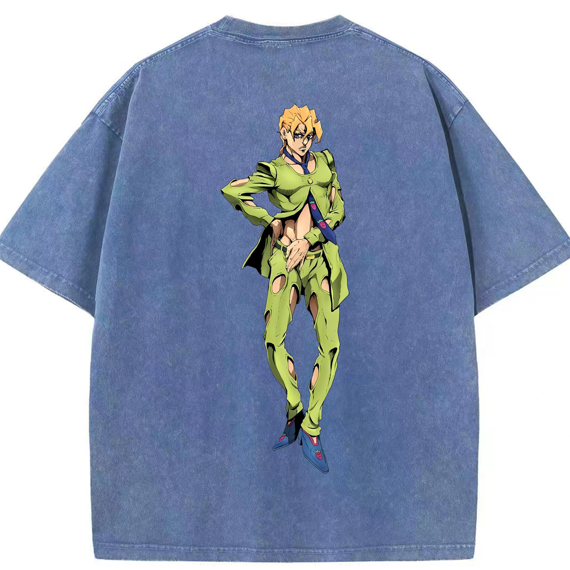 （画像用） ジョジョの奇妙な冒険 パンナコッタ?フー JoJo's Bizarre Adventure Pannacotta Fugo 綿100% ヴィンテージ風 半袖Tシャツ（背面プリント）