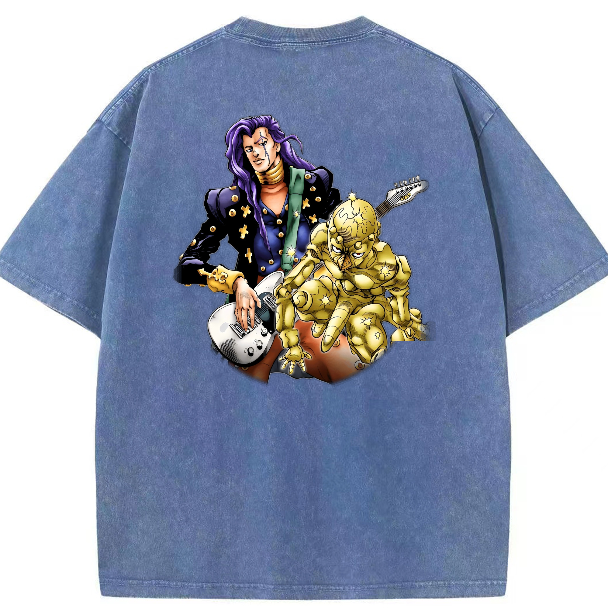 （画像用） ジョジョの奇妙な冒険 おといし あきら JoJo's Bizarre Adventure Akira Otoishi 綿100% ヴィンテージ風 半袖Tシャツ（背面プリント）