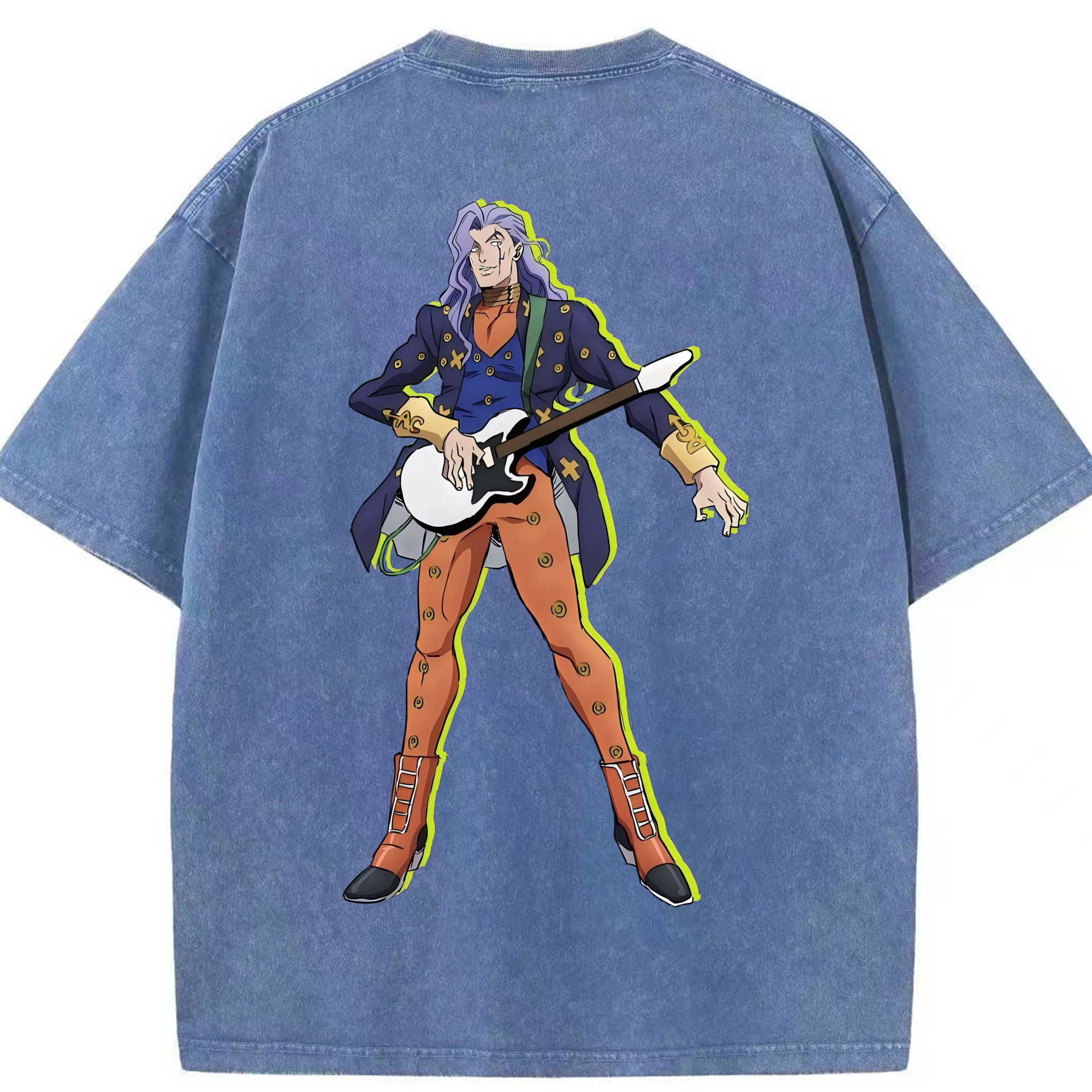 （画像用） ジョジョの奇妙な冒険 おといし あきら JoJo's Bizarre Adventure Akira Otoishi 綿100% ヴィンテージ風 半袖Tシャツ（背面プリント）
