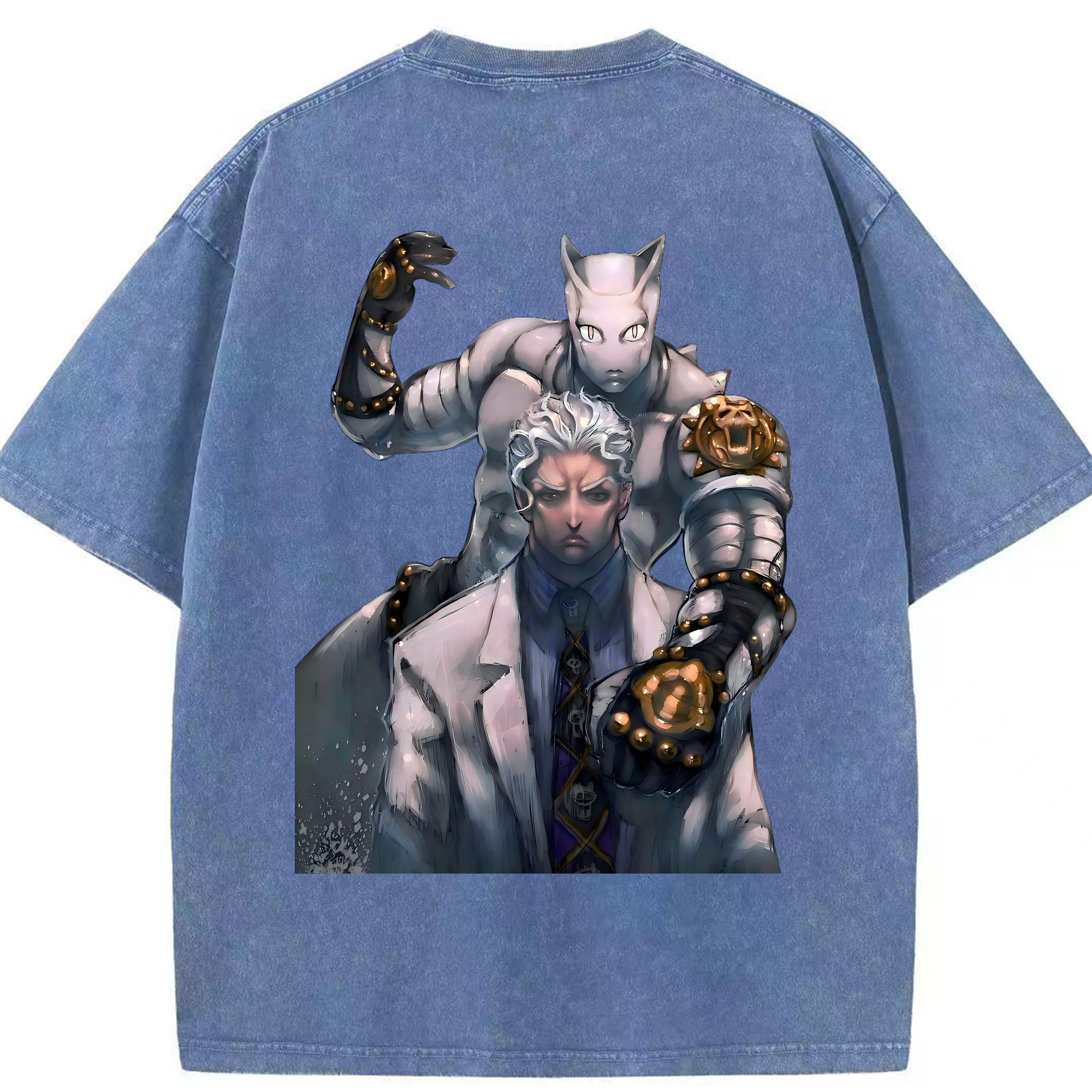 （画像用） ジョジョの奇妙な冒険 きら よしかげ JoJo's Bizarre Adventure Kira Yoshikage 綿100% ヴィンテージ風 半袖Tシャツ（背面プリント）