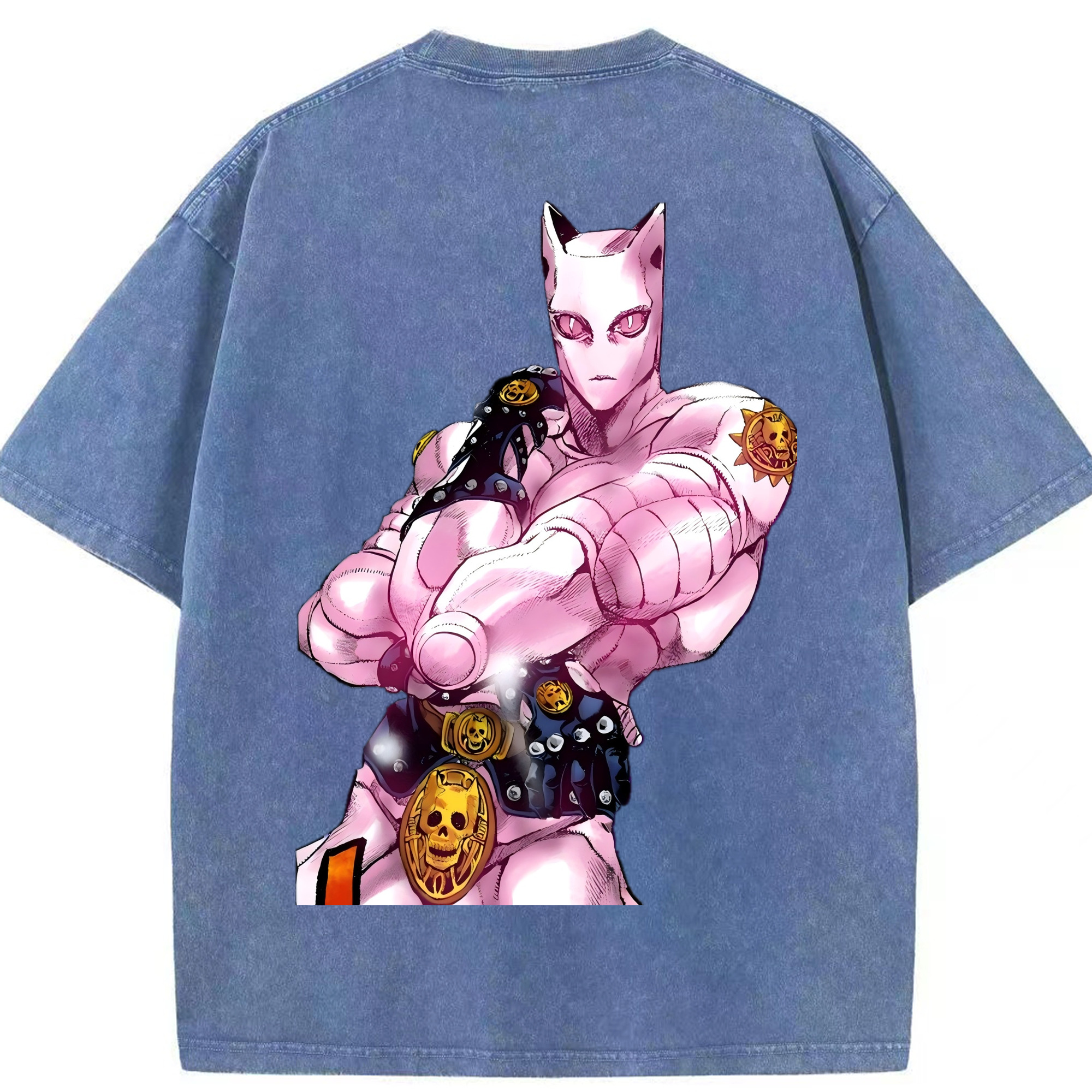 （画像用） ジョジョの奇妙な冒険 きら よしかげ JoJo's Bizarre Adventure Kira Yoshikage 綿100% ヴィンテージ風 半袖Tシャツ（背面プリント）