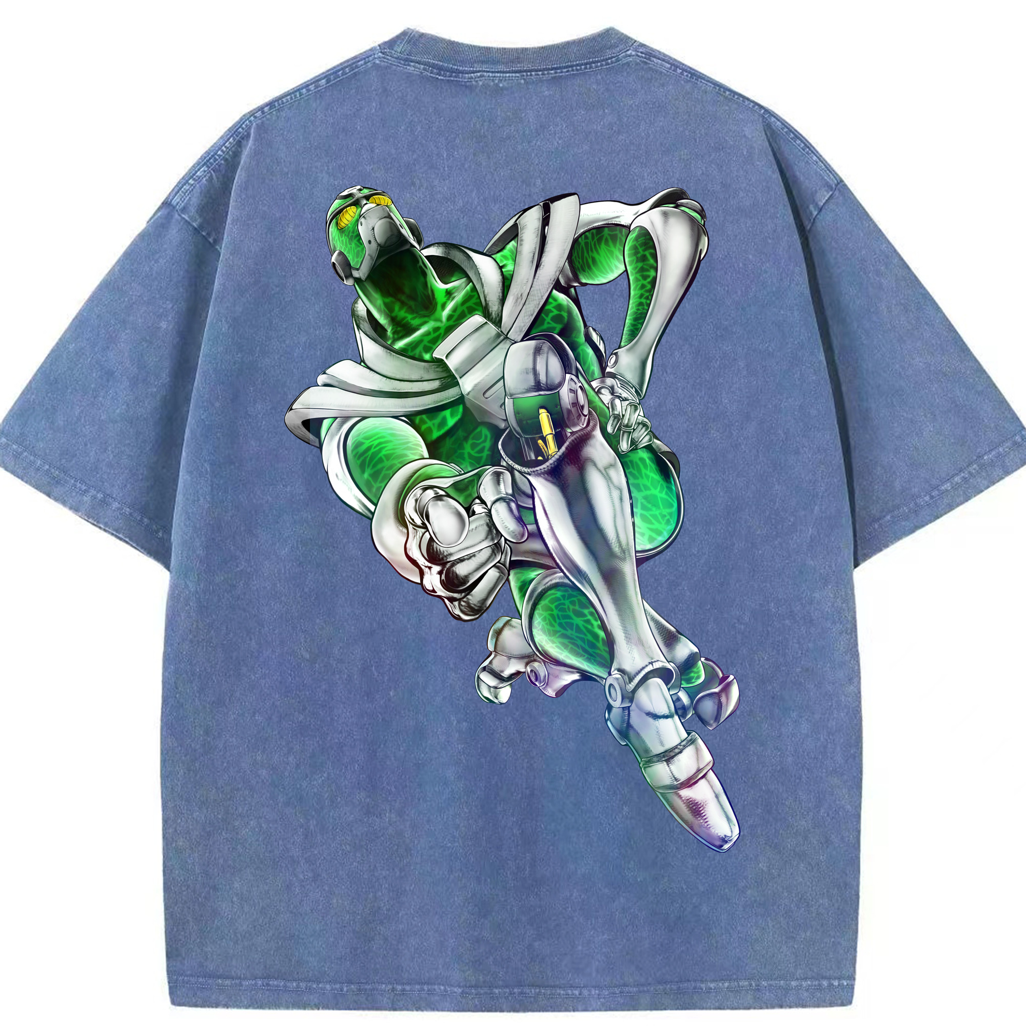 （画像用） ジョジョの奇妙な冒険 花京院 典明（かきょういん のりあき） JoJo's Bizarre Adventure Kakyoin Noriaki 綿100% ヴィンテージ風 半袖Tシャツ（背面プリント）
