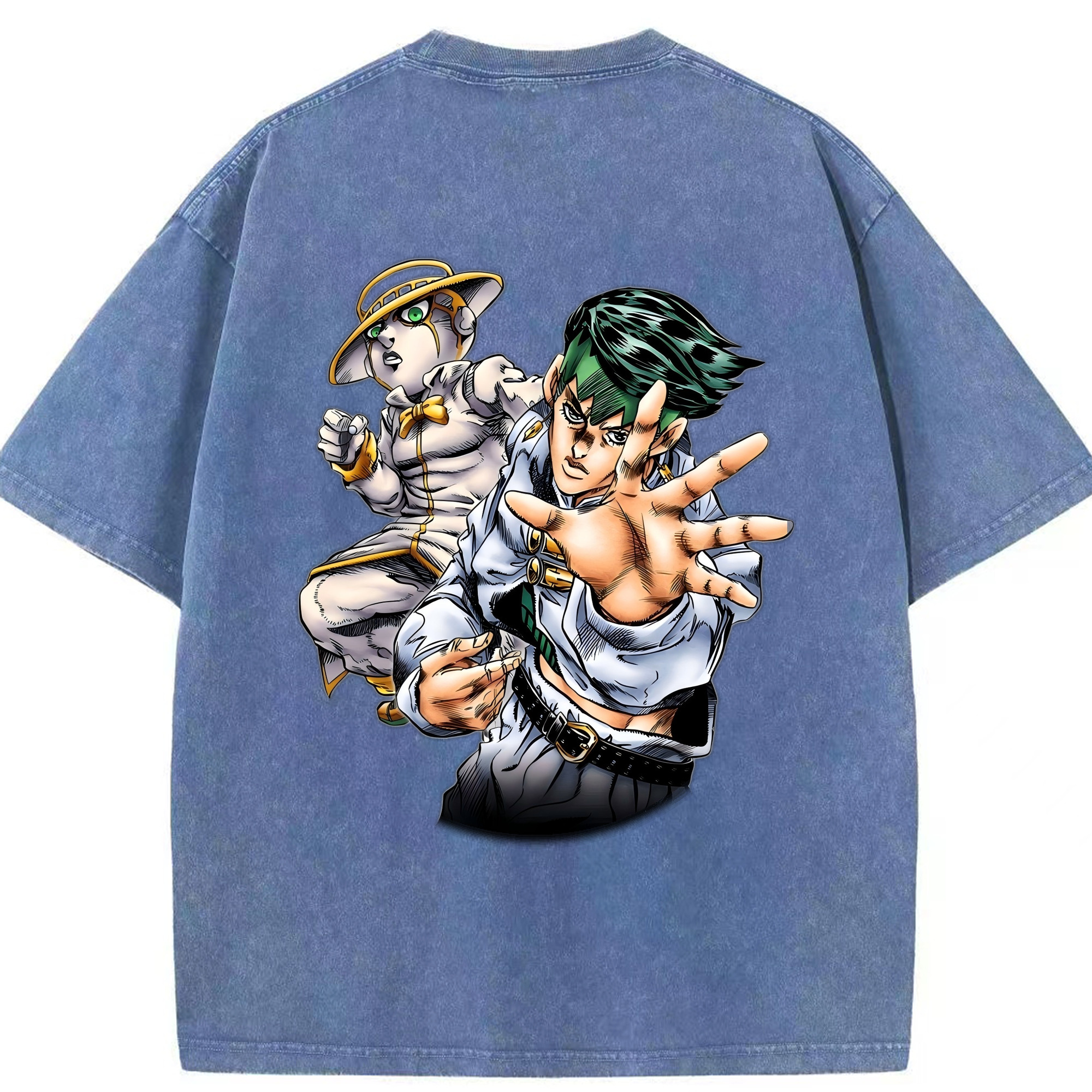 （画像用） ジョジョの奇妙な冒険 岸辺 露伴（きしべ ろはん） JoJo's Bizarre Adventure Rohan Kishibe 綿100% ヴィンテージ風 半袖Tシャツ（背面プリント）