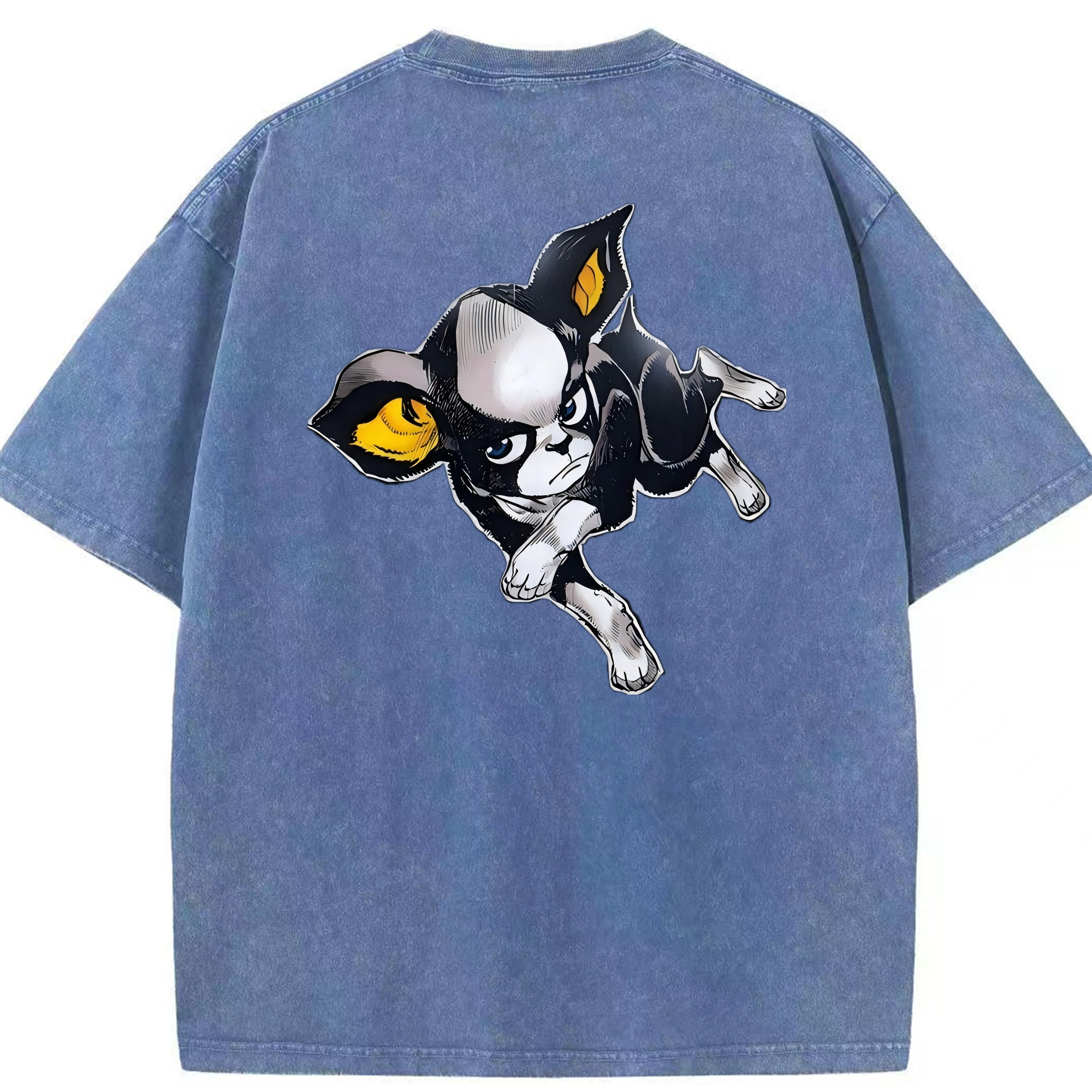 （画像用） ジョジョの奇妙な冒険 イギー JoJo's Bizarre Adventure Iggy 綿100% ヴィンテージ風 半袖Tシャツ（背面プリント）
