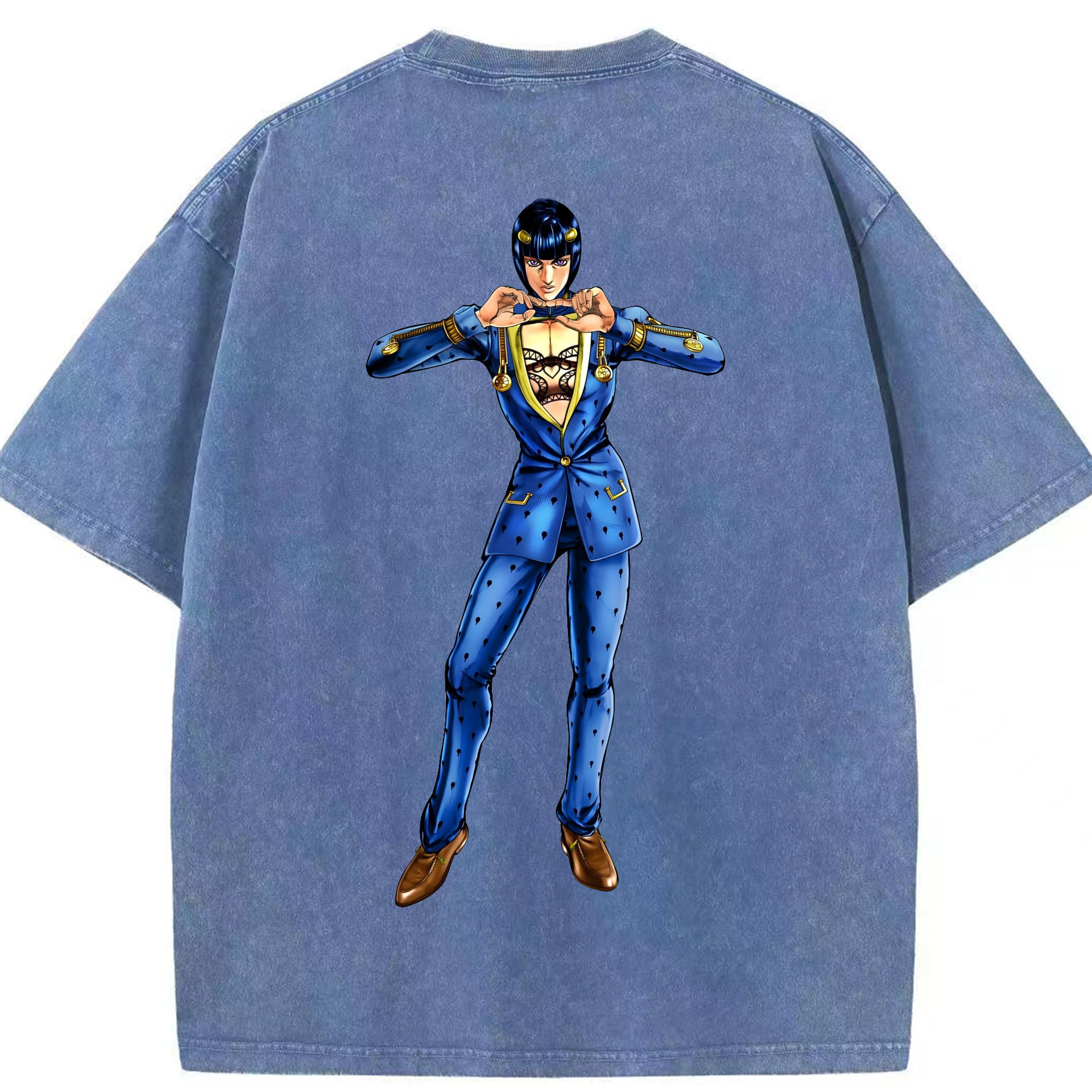 （画像用） ジョジョの奇妙な冒険 ブローノ?ブチャラティ JoJo's Bizarre Adventure Bruno Bucciarati 綿100% ヴィンテージ風 半袖Tシャツ（背面プリント）