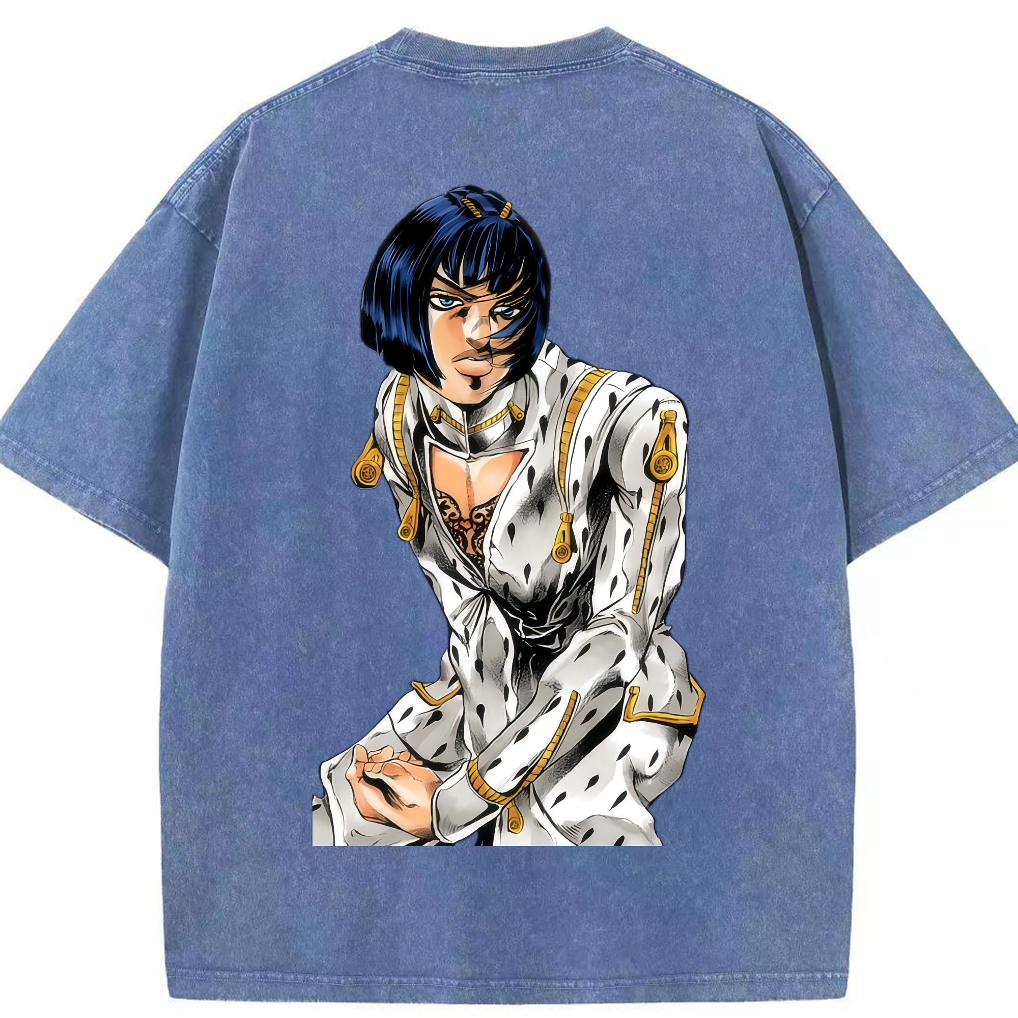 （画像用） ジョジョの奇妙な冒険 ブローノ?ブチャラティ JoJo's Bizarre Adventure Bruno Bucciarati 綿100% ヴィンテージ風 半袖Tシャツ（背面プリント）