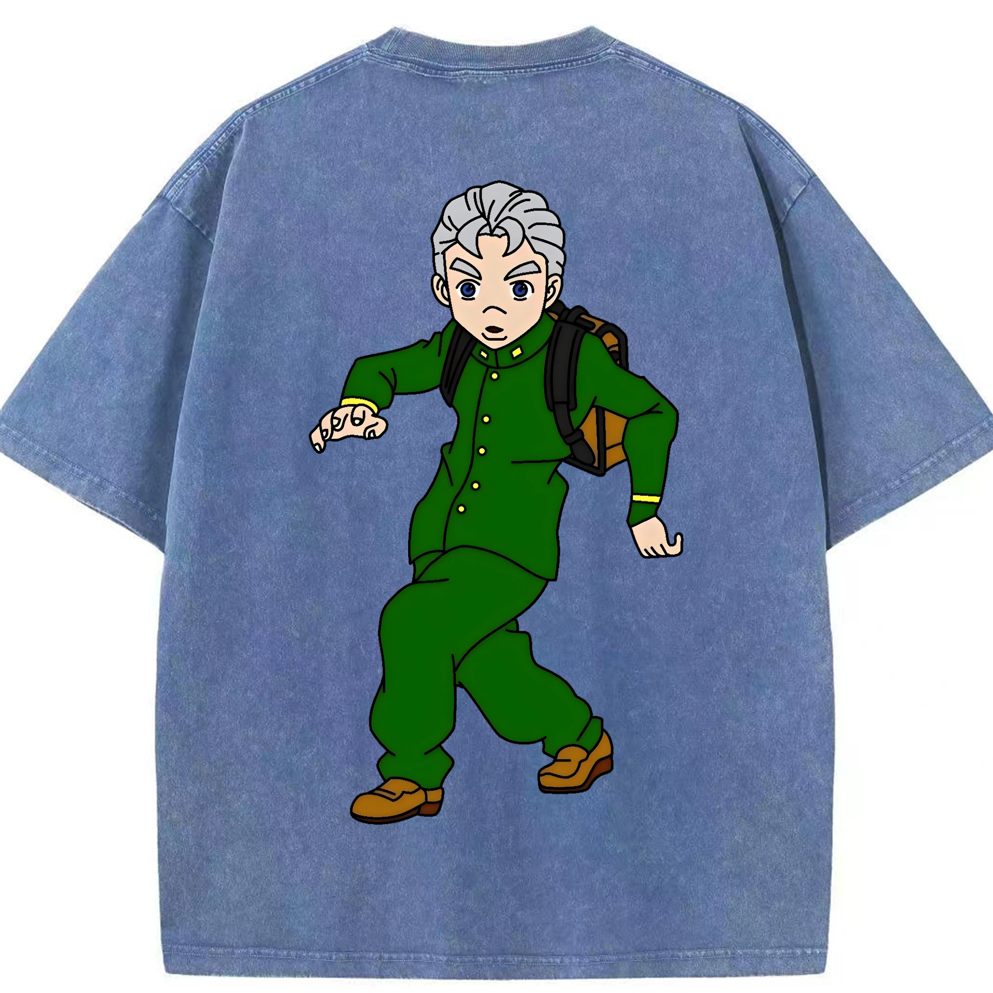 （画像用） ジョジョの奇妙な冒険 広瀨康一 JoJo's Bizarre Adventure Hirose Koichi 綿100% ヴィンテージ風 半袖Tシャツ（背面プリント）