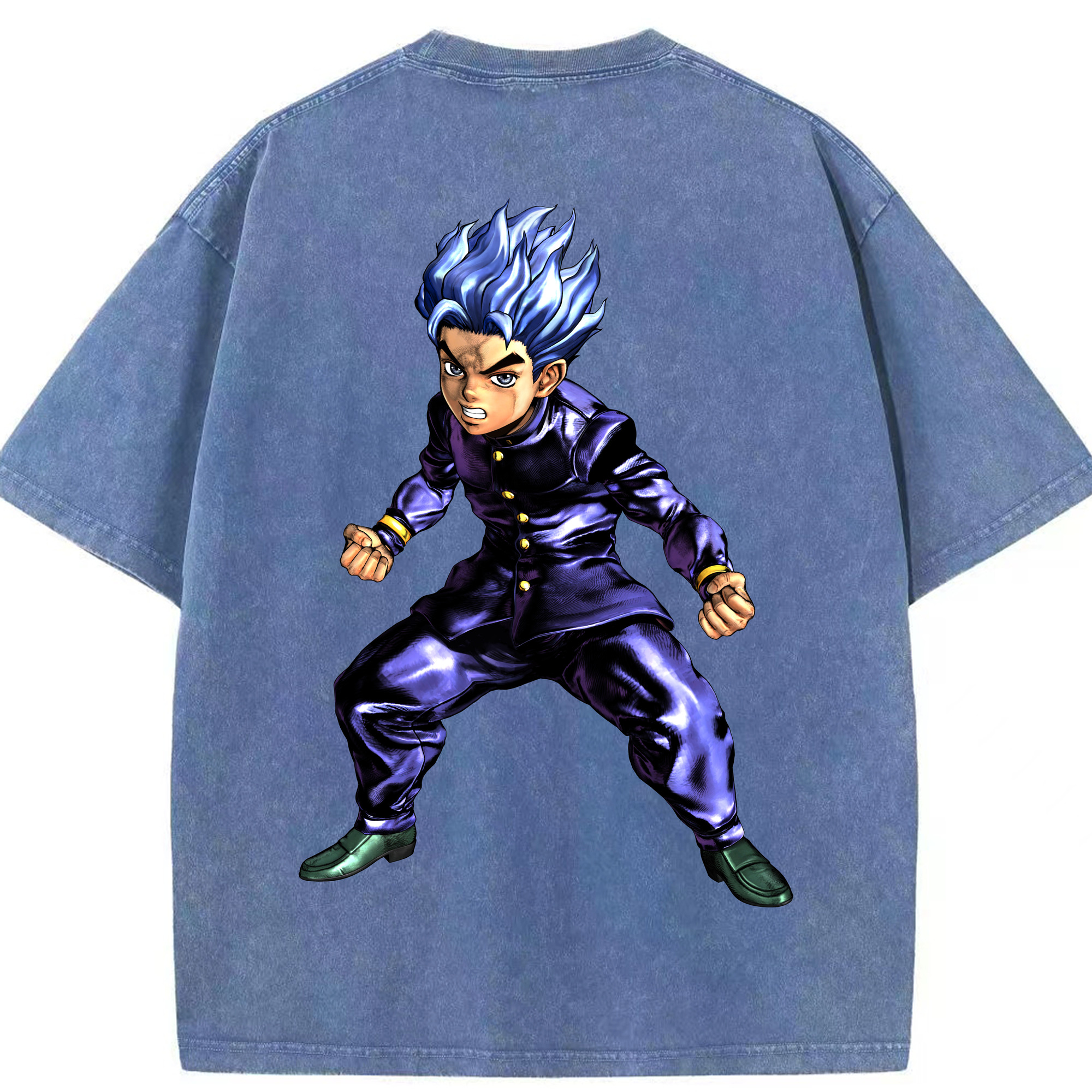 （画像用） ジョジョの奇妙な冒険 広瀨康一 JoJo's Bizarre Adventure Hirose Koichi 綿100% ヴィンテージ風 半袖Tシャツ（背面プリント）