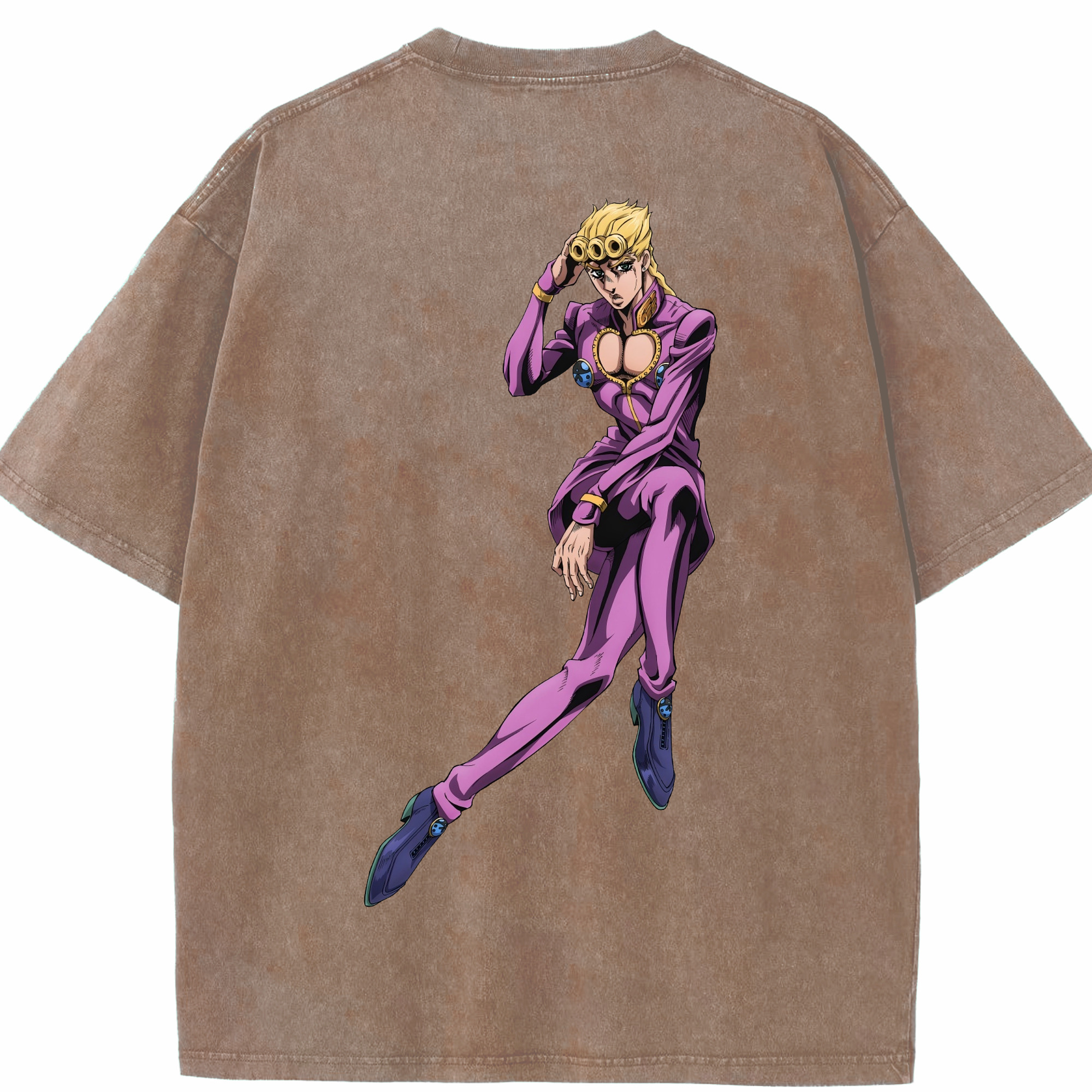 （画像用） ジョジョの奇妙な冒険 ジョルノ?ジョバァーナ JoJo's Bizarre Adventure Giorno Giovanna 綿100% ヴィンテージ風 半袖Tシャツ（背面プリント）